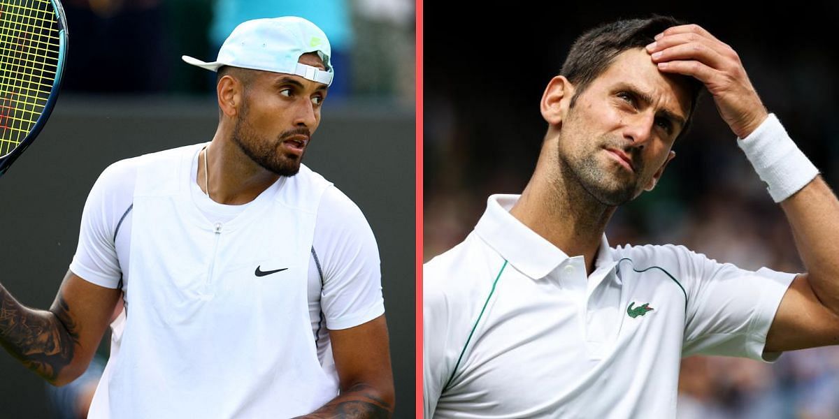 Nick Kyrgios (L) and Novak Djokovic (R) share 2023 doubles possibility