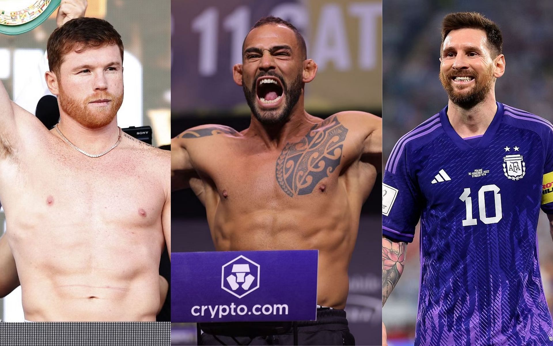 Canelo Alvarez (left), Santiago Ponzinibbio (middle), Lionel Messi (right)