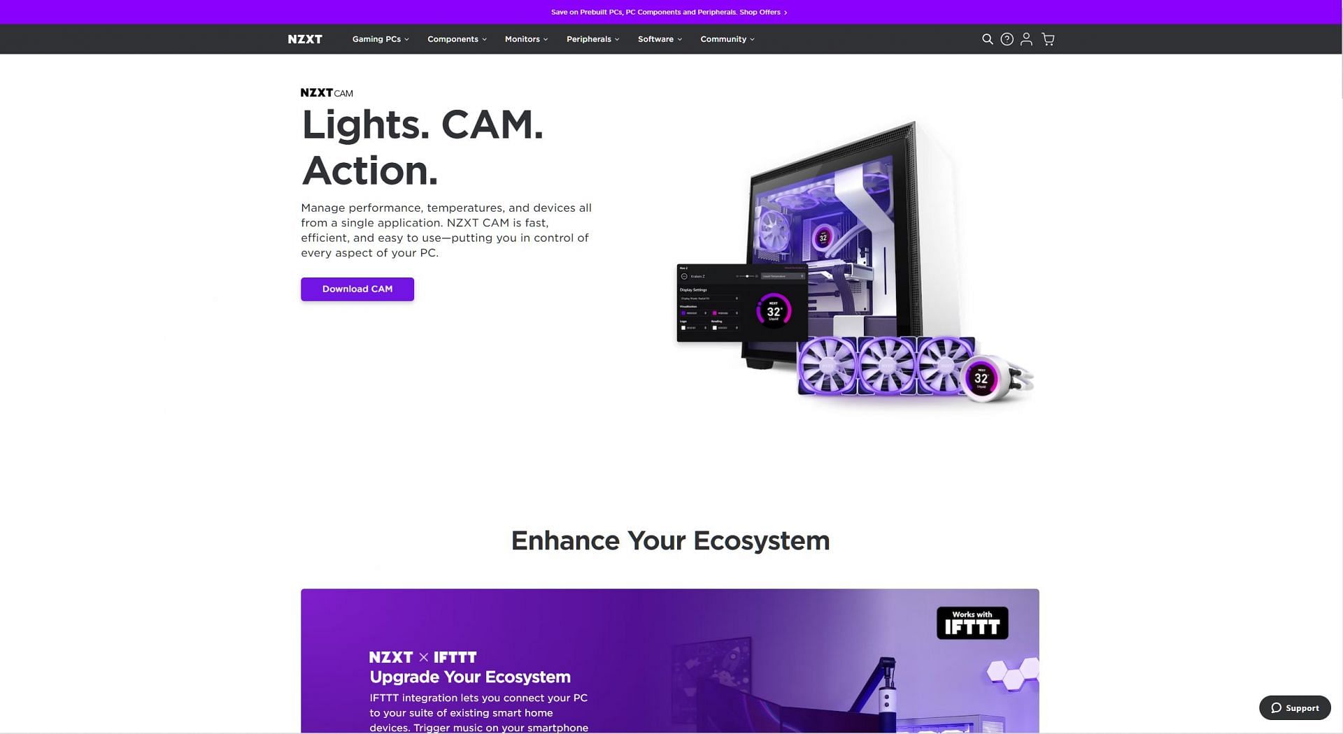 The NZXT Cam download page (Image via NZXT)
