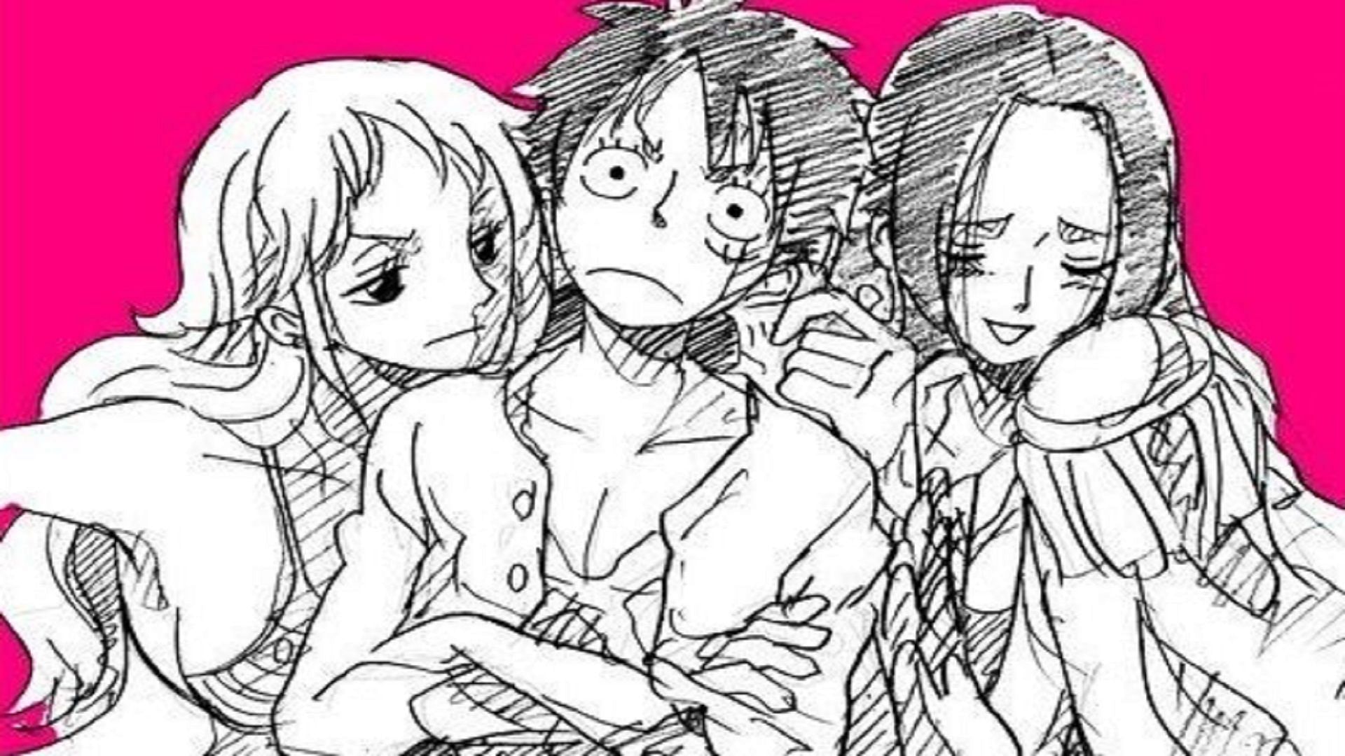 Will Luffy end up with Nami or with Hancock? (Image via Eiichiro Oda/Shueisha, One Piece) 