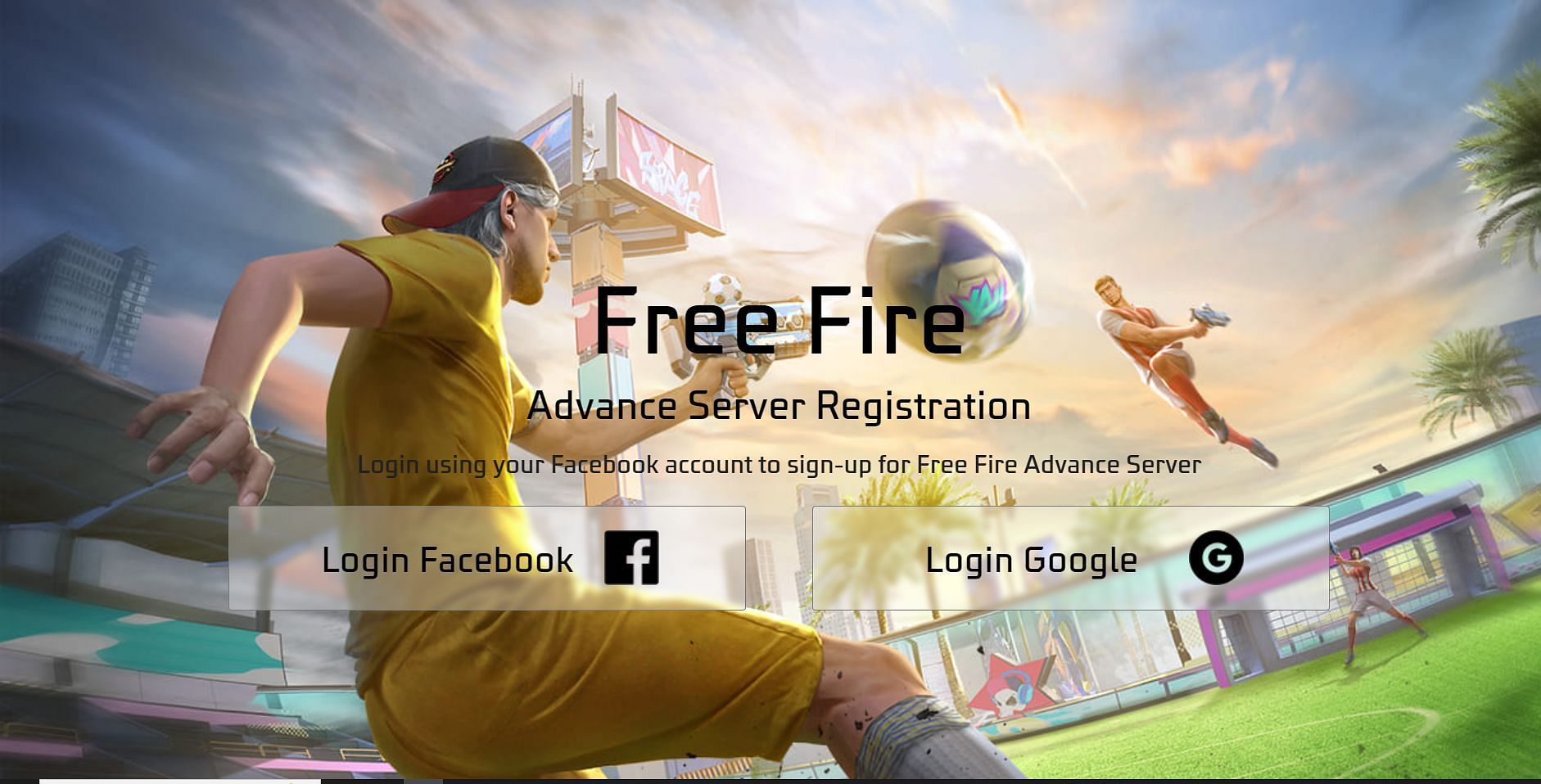 Sign up for Advance Server using Facebook or Google (Image via Garena)