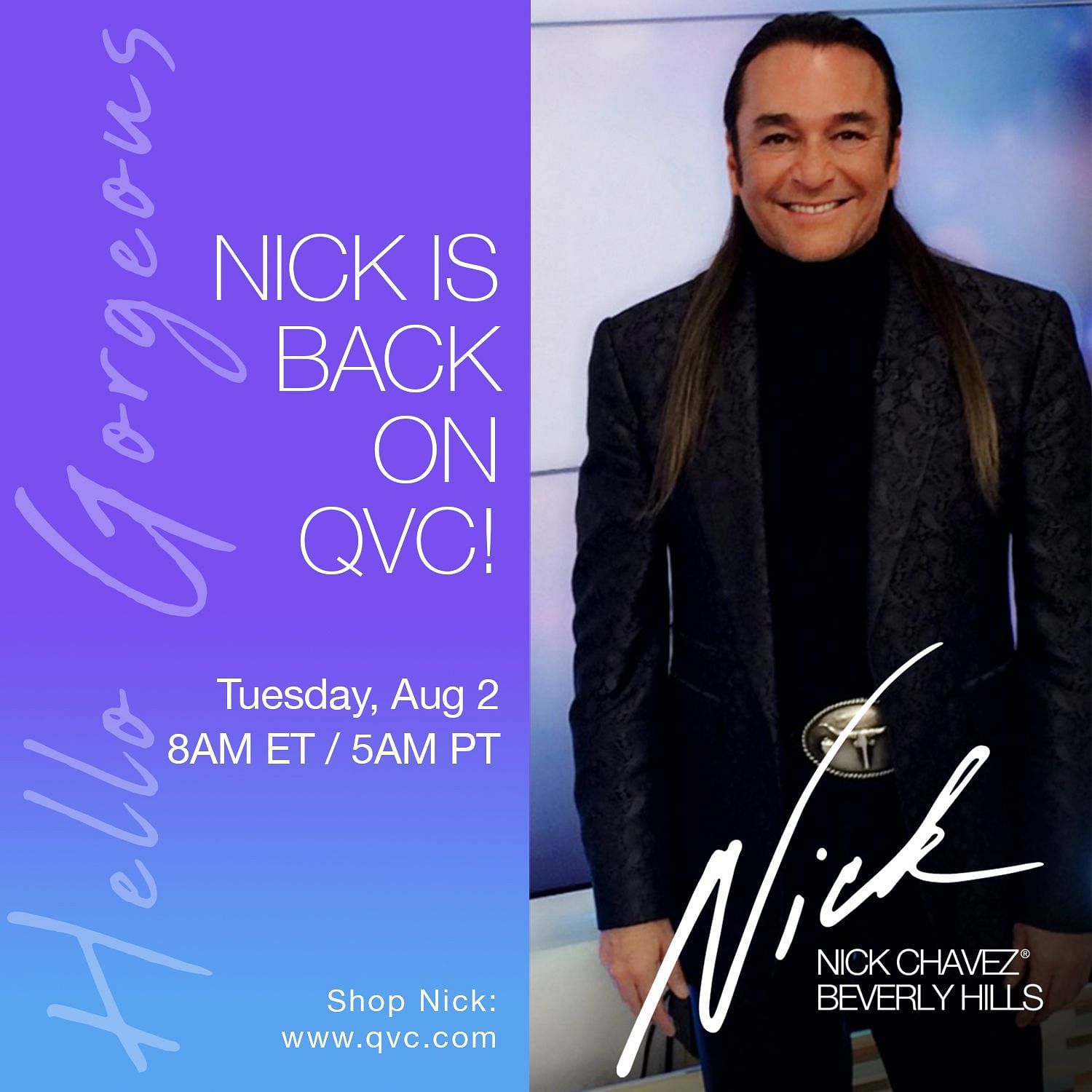 Image showing promotion for Nick's QVC appearance (Image via Twitter/@NickChavezBH)