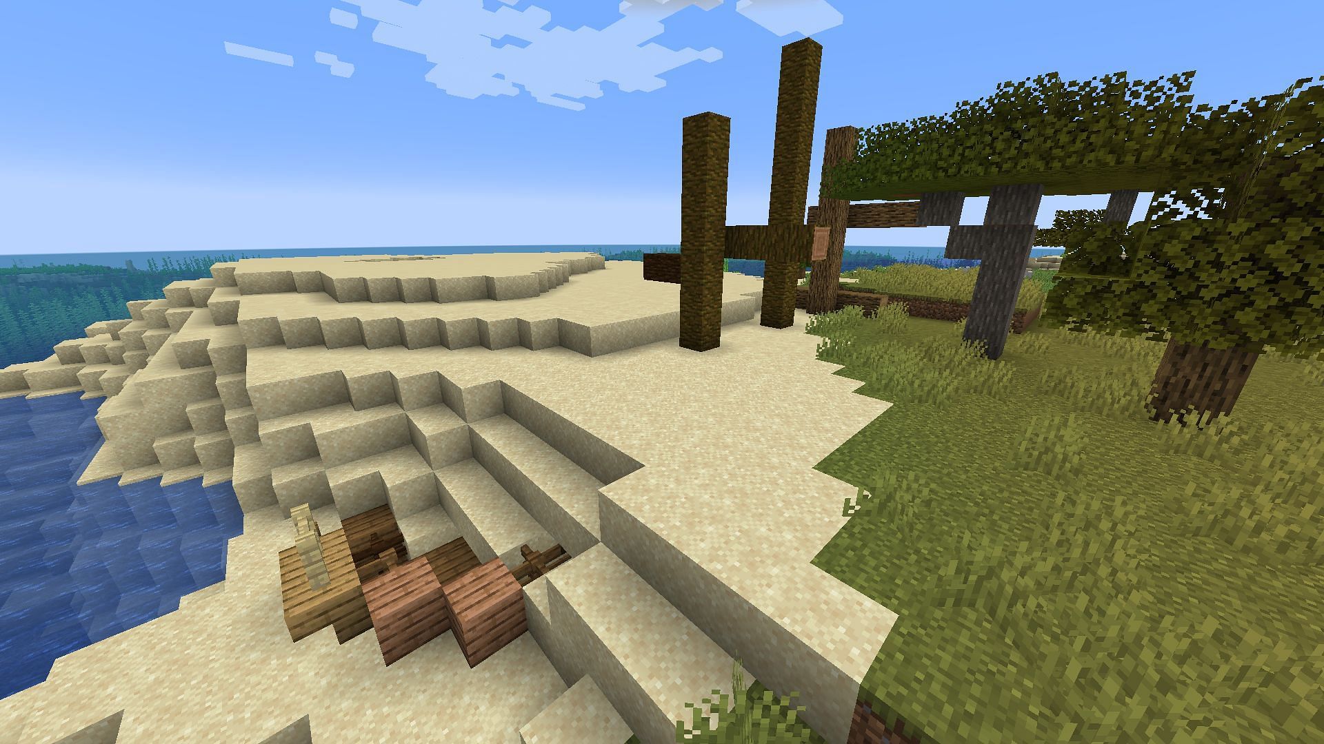 Beach gives players access to both land and water in Minecraft (Image via Mojang)
