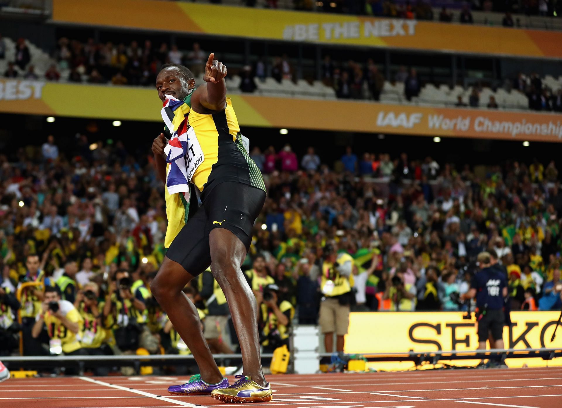 Bolt&#039;s cconic celebration: World Athletics Championships, 2017