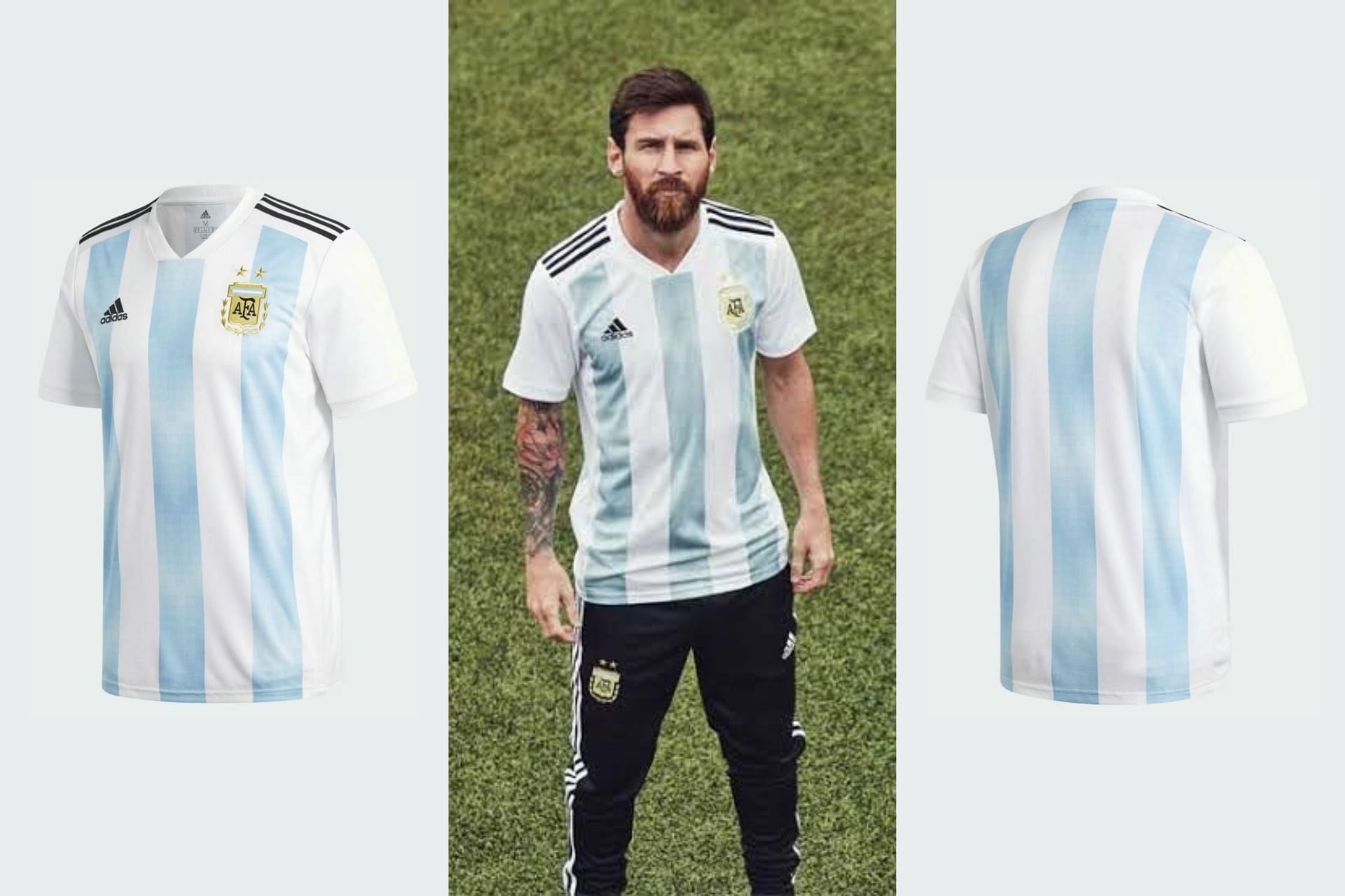 Lionel Messi&#039;s Argentina 2018 World Cup jersey (Image via Sportskeeda)
