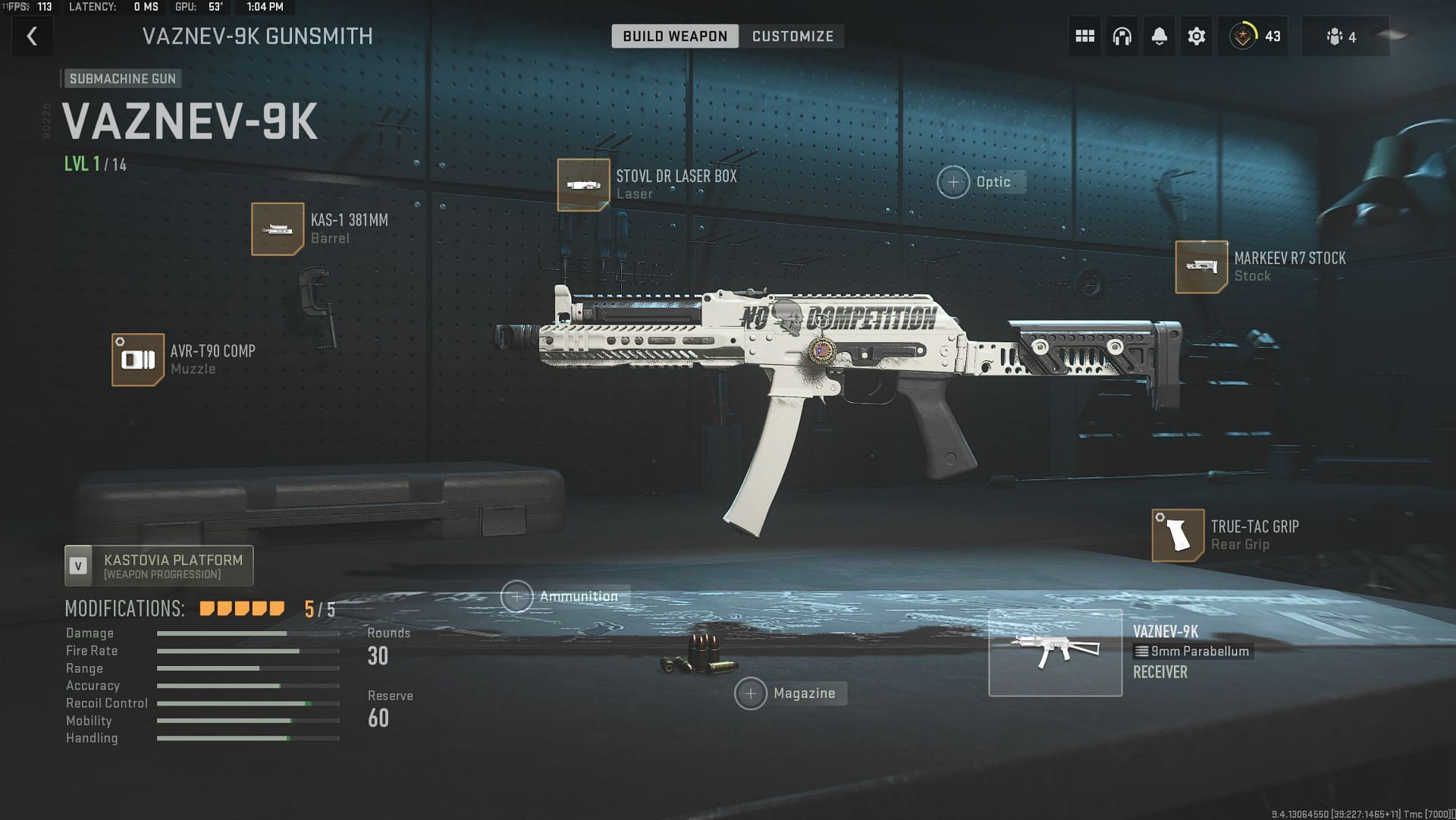 Vaznev-9K loadout in MW2 (Image via Activision)