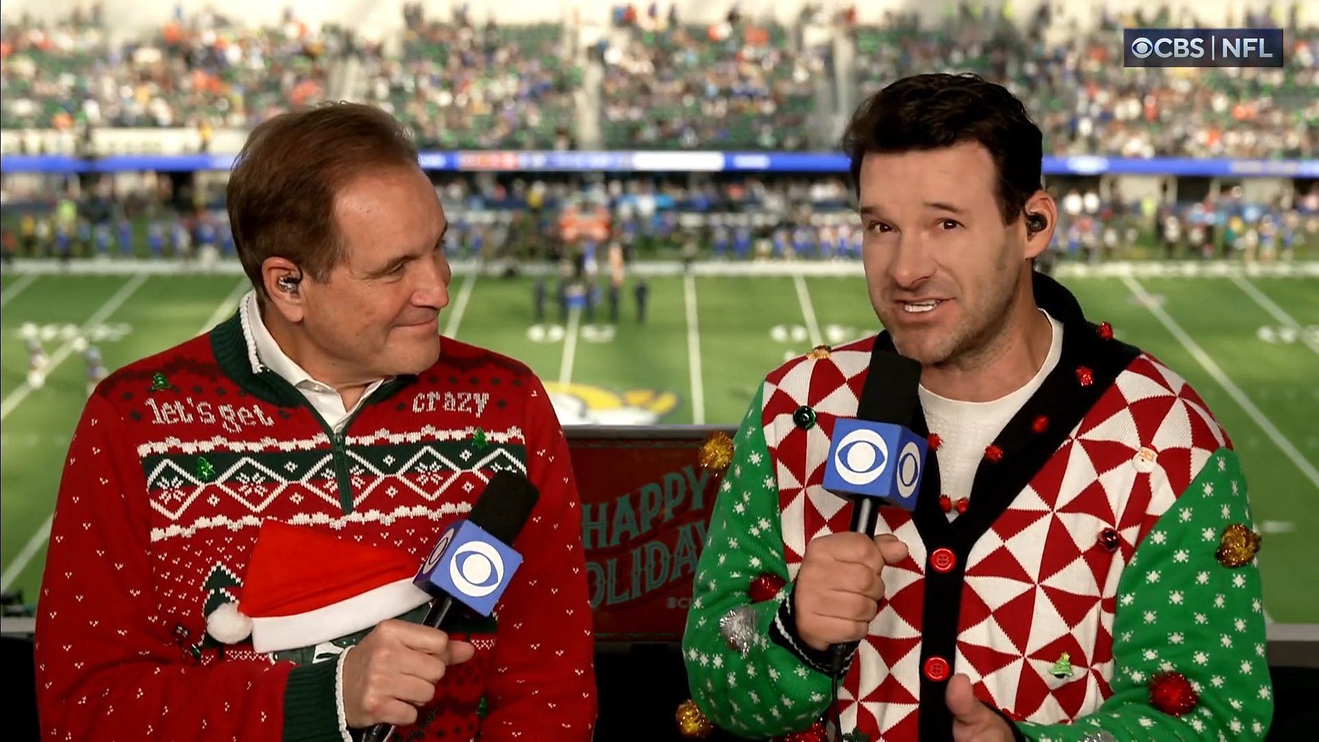 What are they wearing, That is one ugly sweater - Tony Romo's Christmas  outfit leaves NFL fans in splits