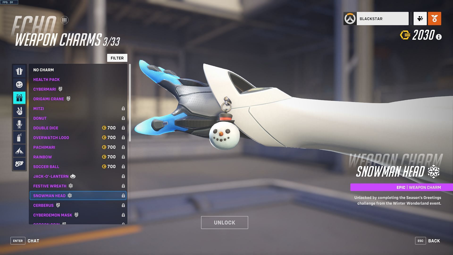 Snowman Head Weapon Charm (Image via Blizzard Entertainment)