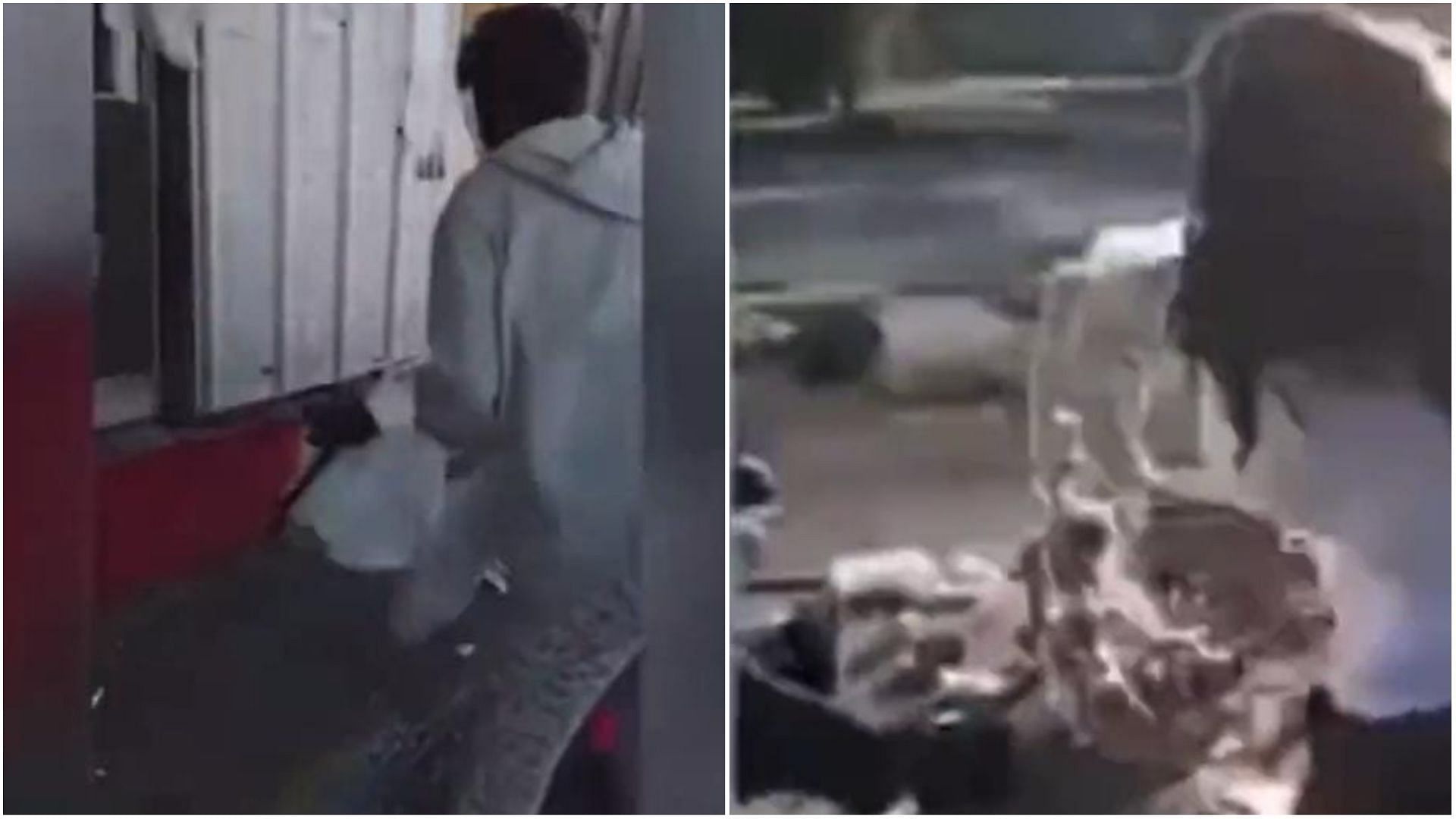 A Louisiana store worker was arrested for throwing water at a homeless woman (Images via Twitter @/MikeSington)