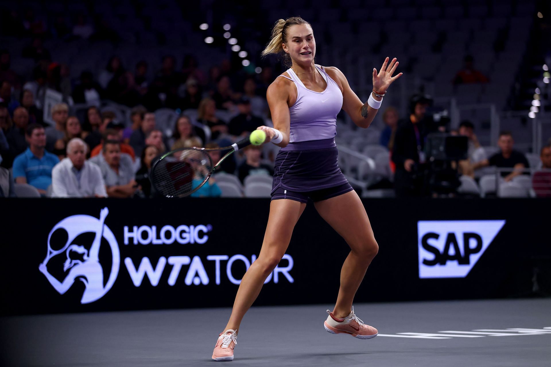 Aryna Sabalenka in action at the 2022 WTA Finals