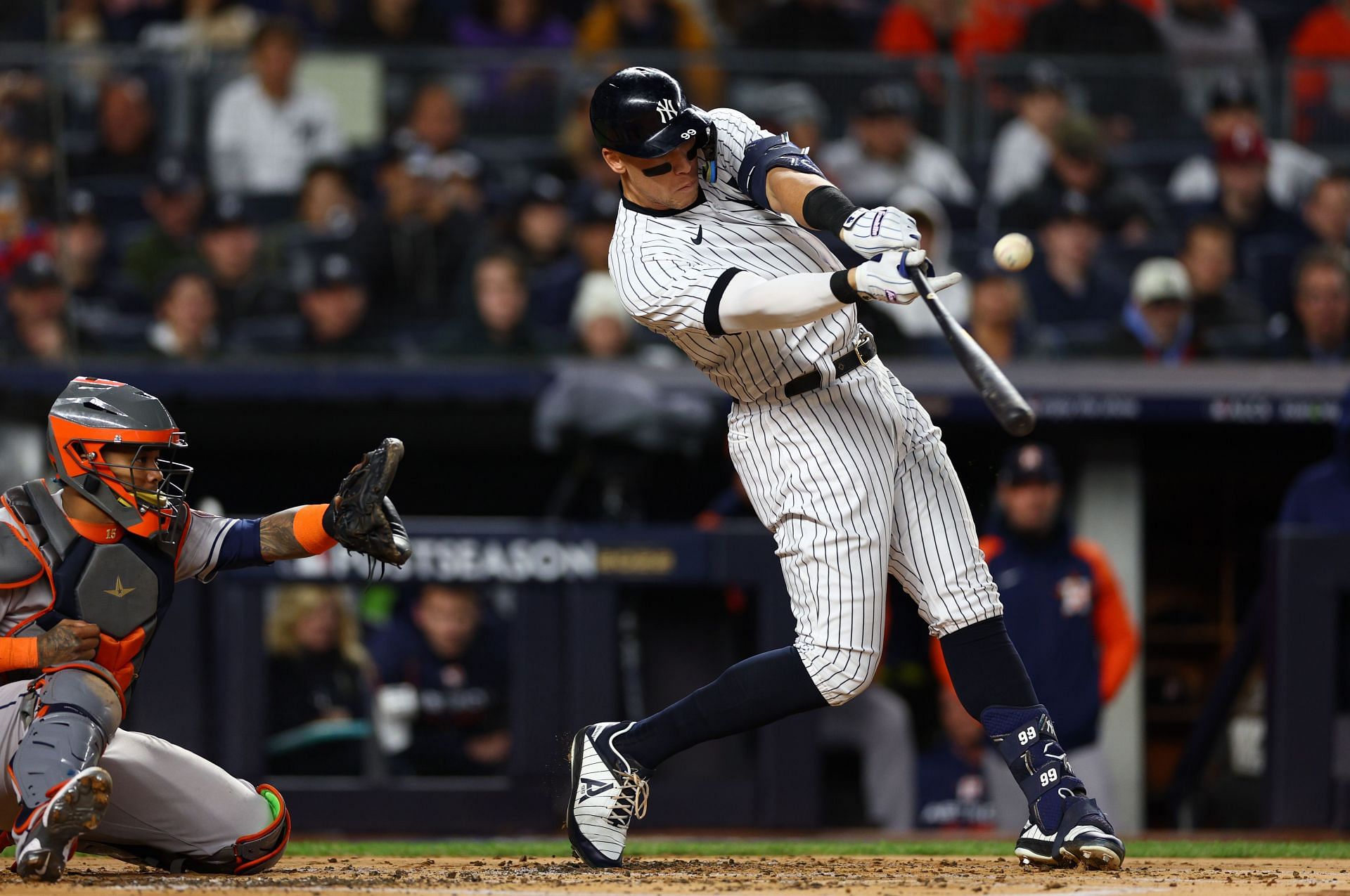 Aaron Judge in game four of the ALCS against the Houston Astros at Yankee Stadium