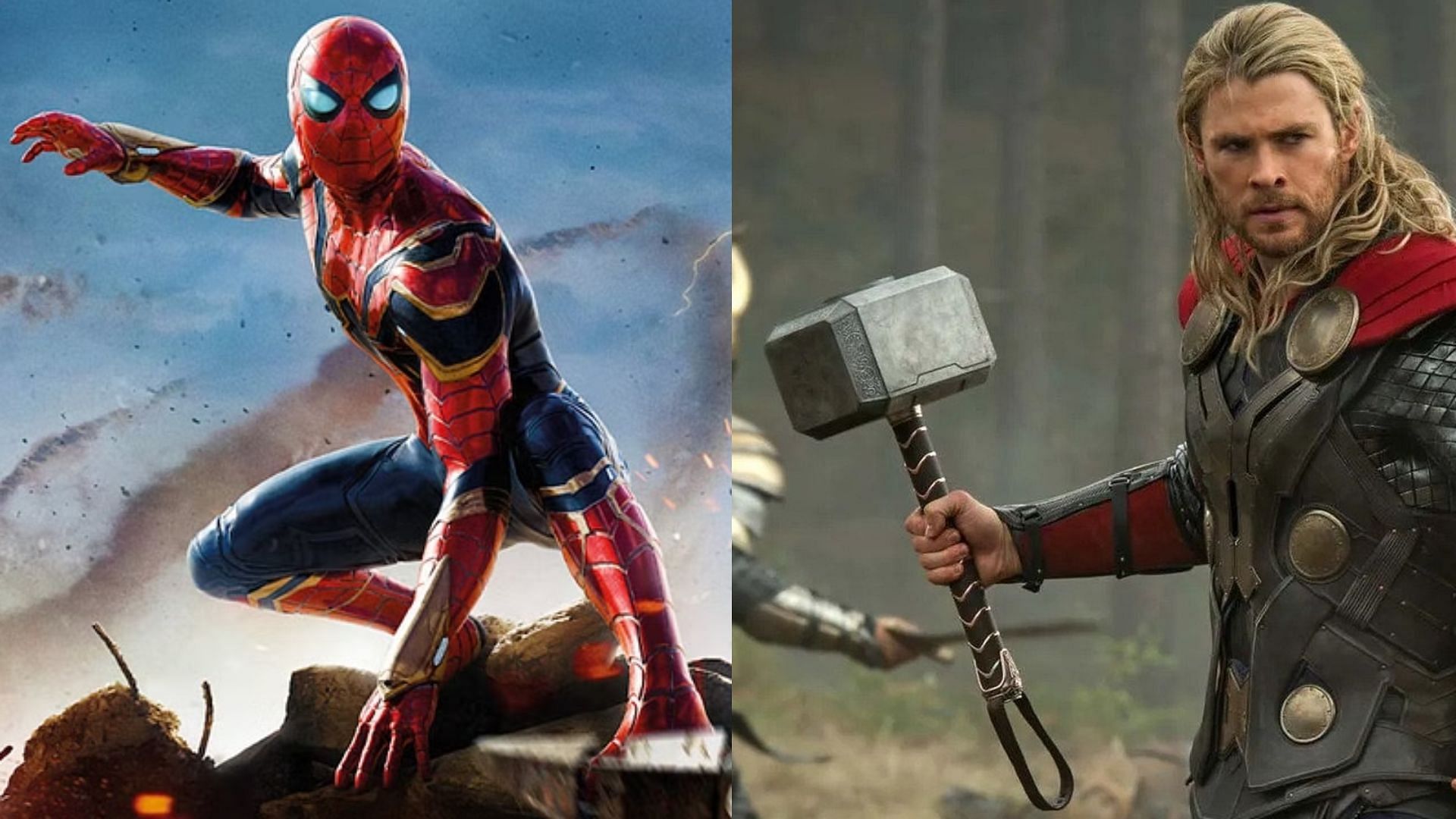 Spider-Man and Thor with Mjolnir (Images via Marvel Entertainment)