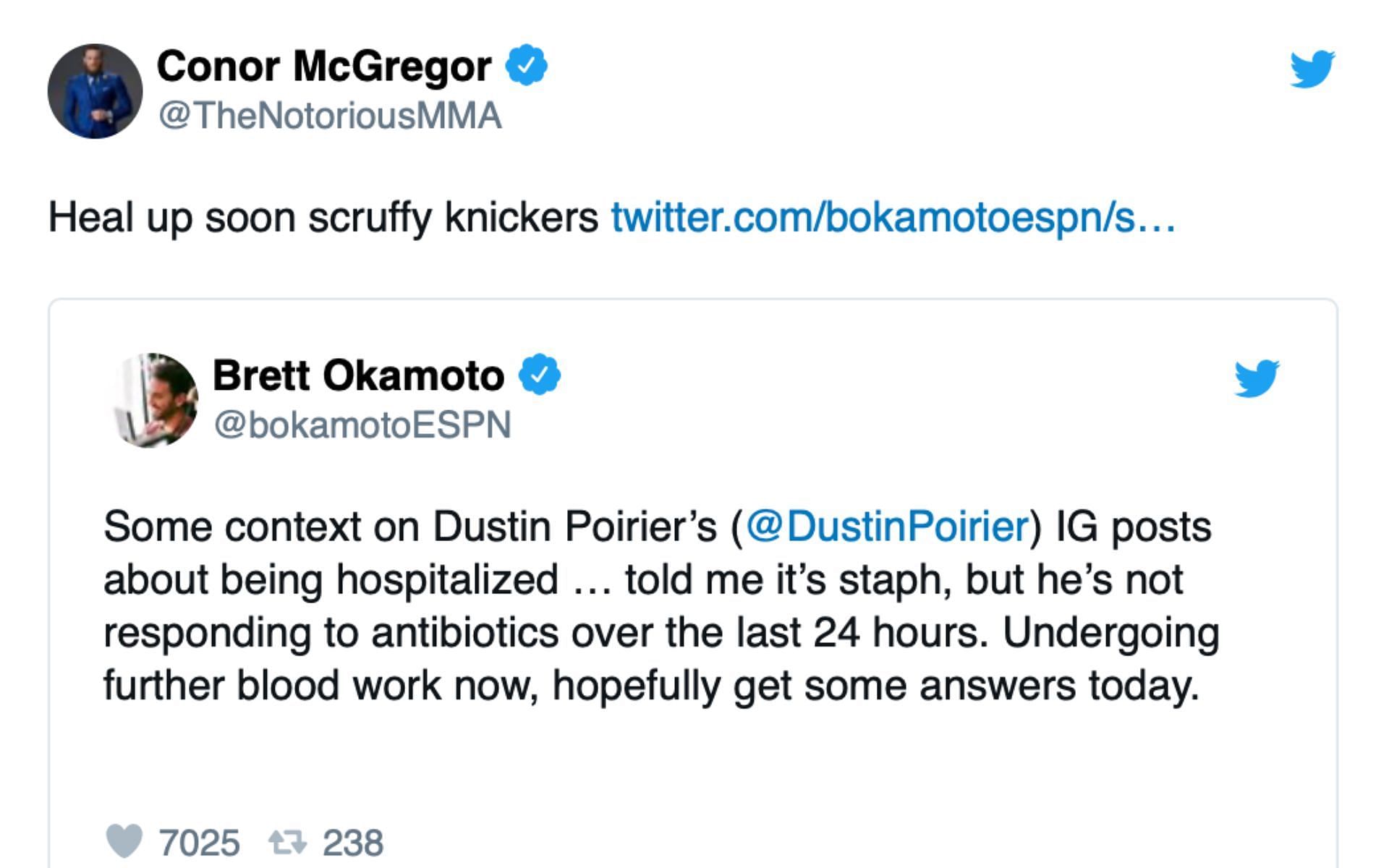 Screenshot of Conor McGregor&#039;s now-deleted tweet