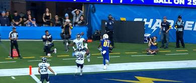 Joshua Kalu interception: Titans DBs pull of play of the year to pick off Justin Herbert