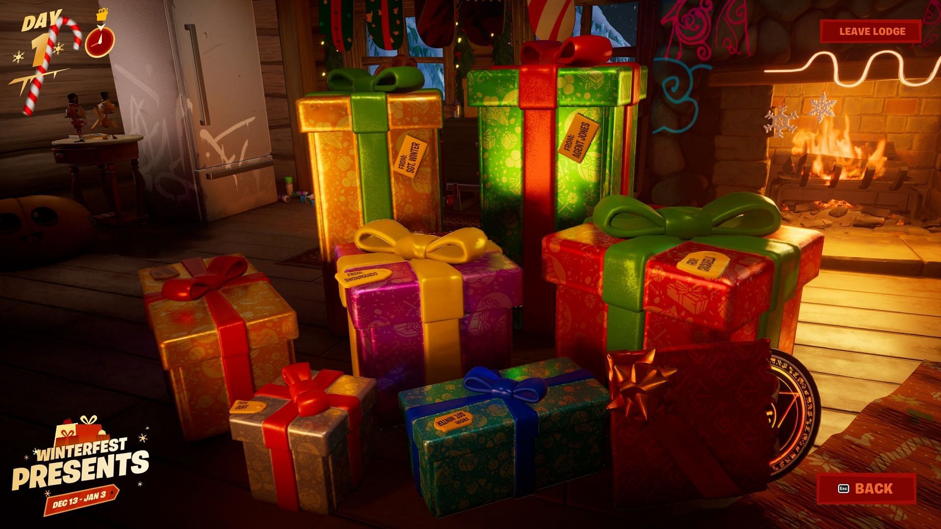 Many rewards are waiting for you in the Winterfest Lodge (Image via Epic Games)