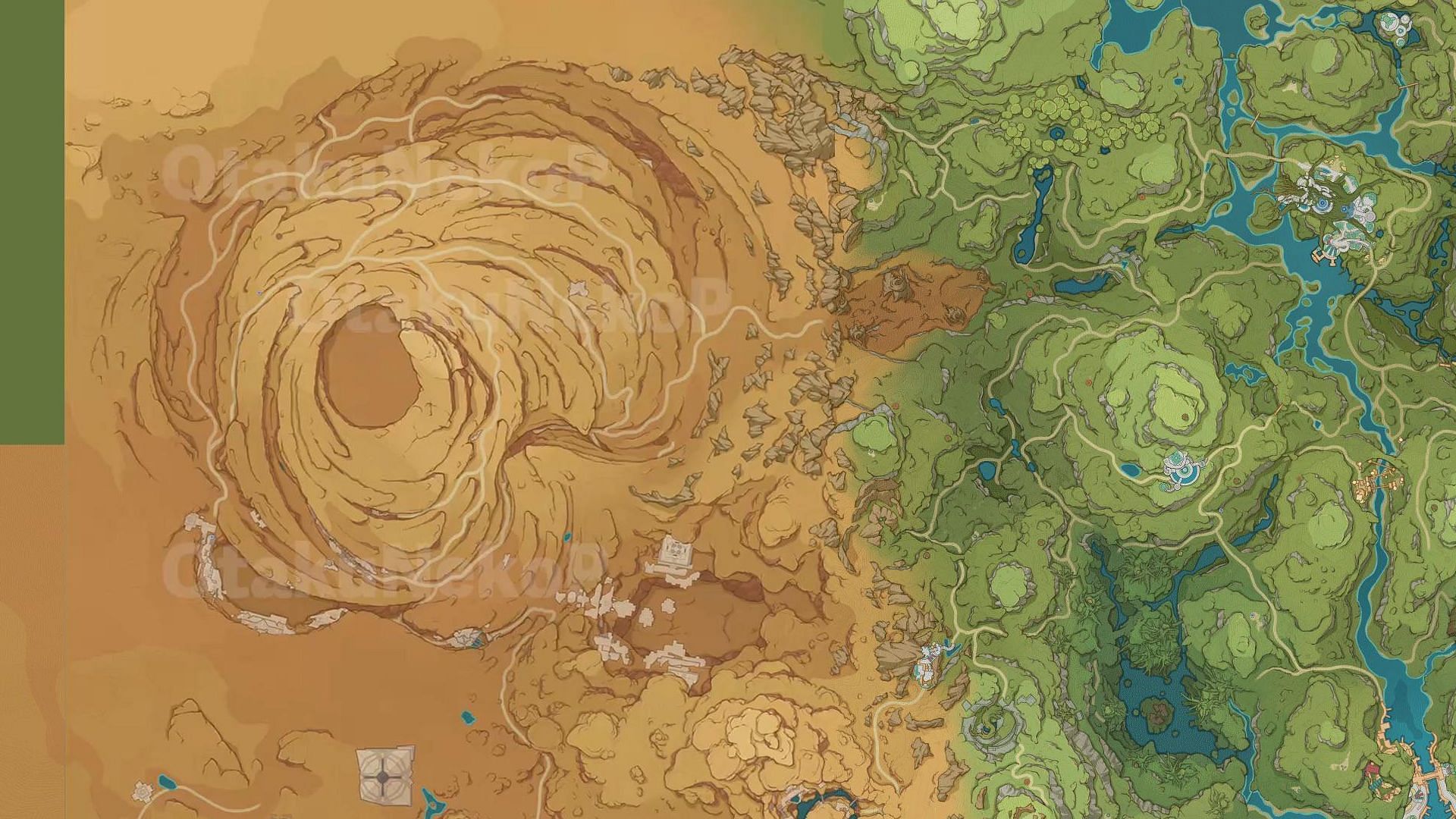 The leaked desert map (Image via genshinBLANK&#039;s Discord)