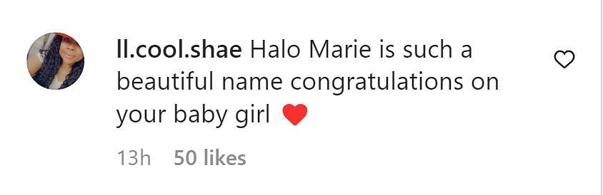 A comment welcoming Halo (Image via Instagram/ @ll.cool.shae)