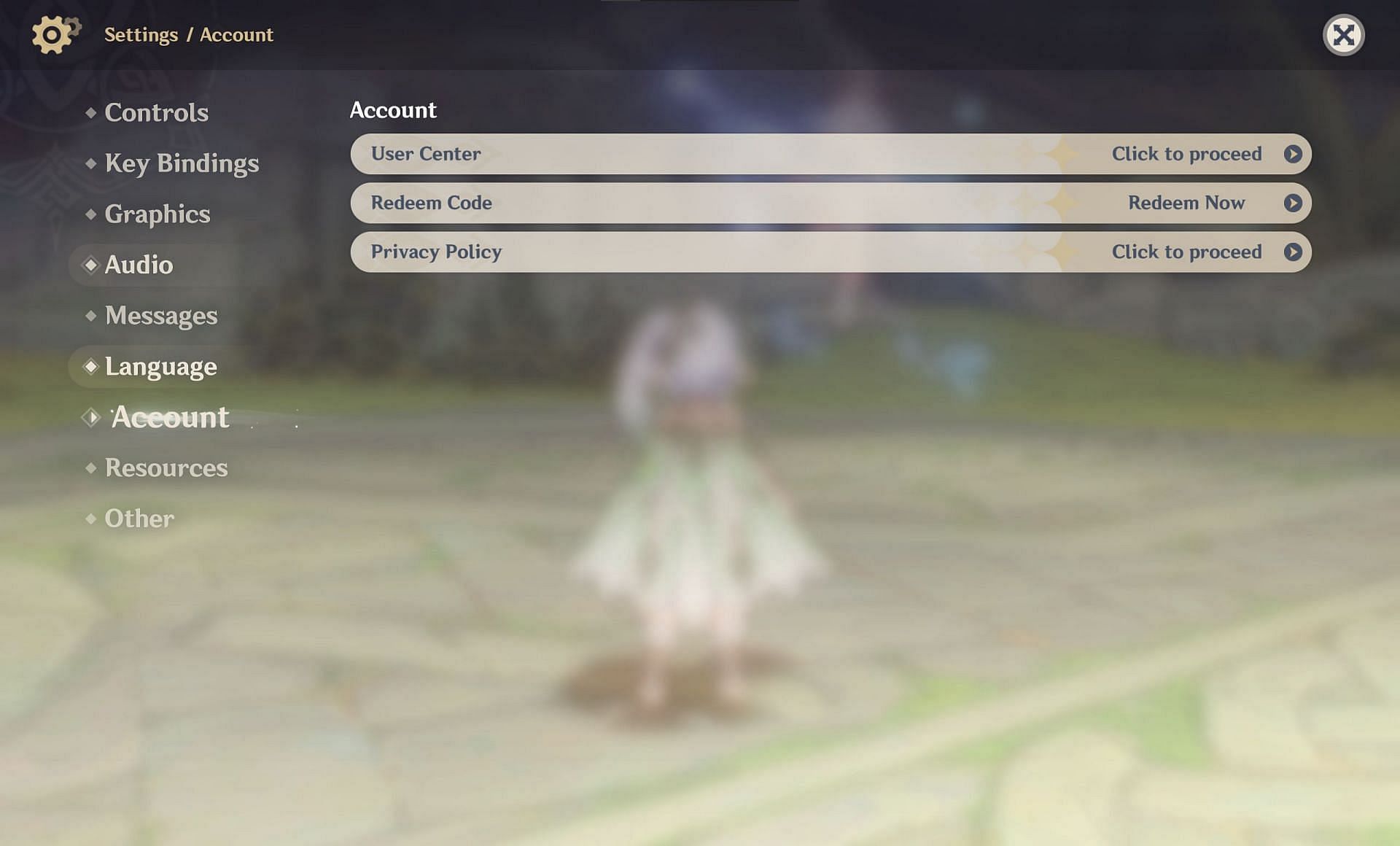 Method 2: Use Redeem option from the in-game settings (Image via HoYoverse)