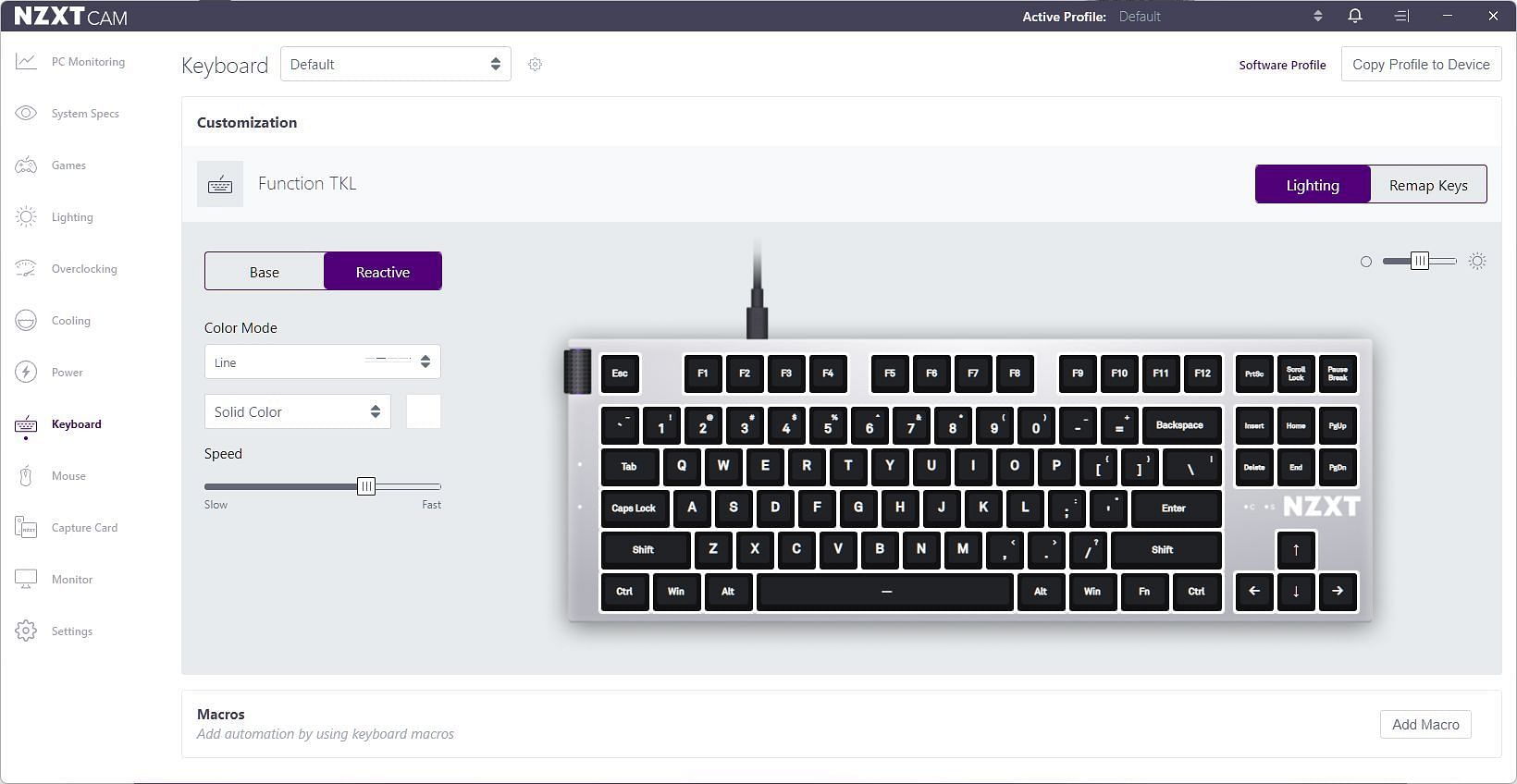 Function keyboard customization options (Image via NZXT)