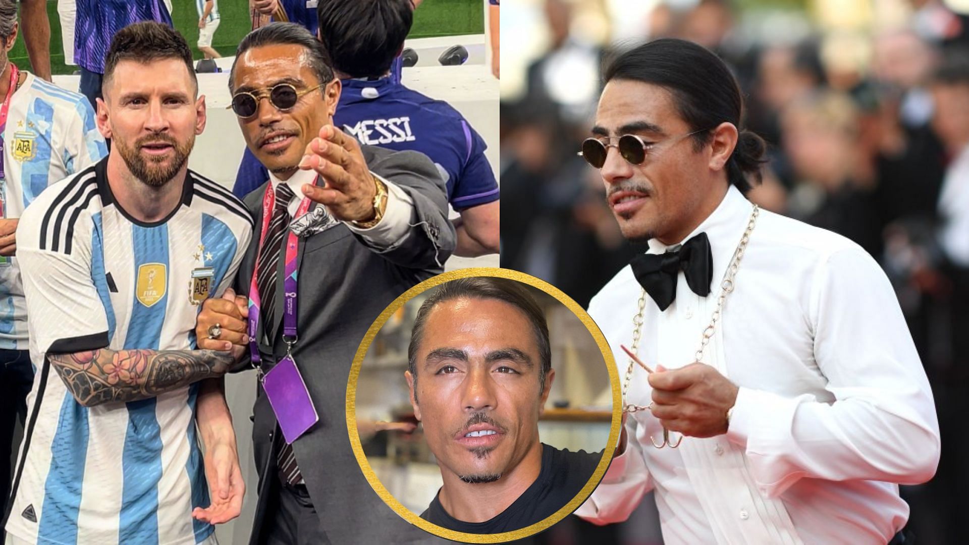 Salt Bae without his glasses on has been an interesting sight (Image via Instagram/@nusr_et and Getty/Loic Venance)