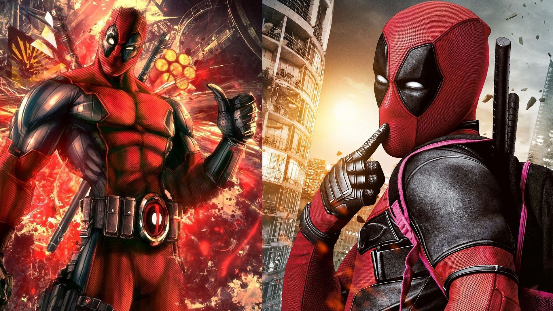 Left: Deadpool in Marvel, Right: Deadpool played by Ryan Reynolds in 20th Century Fox&#039;s Deadpool films (Image via Marvel/20th Century Fox)