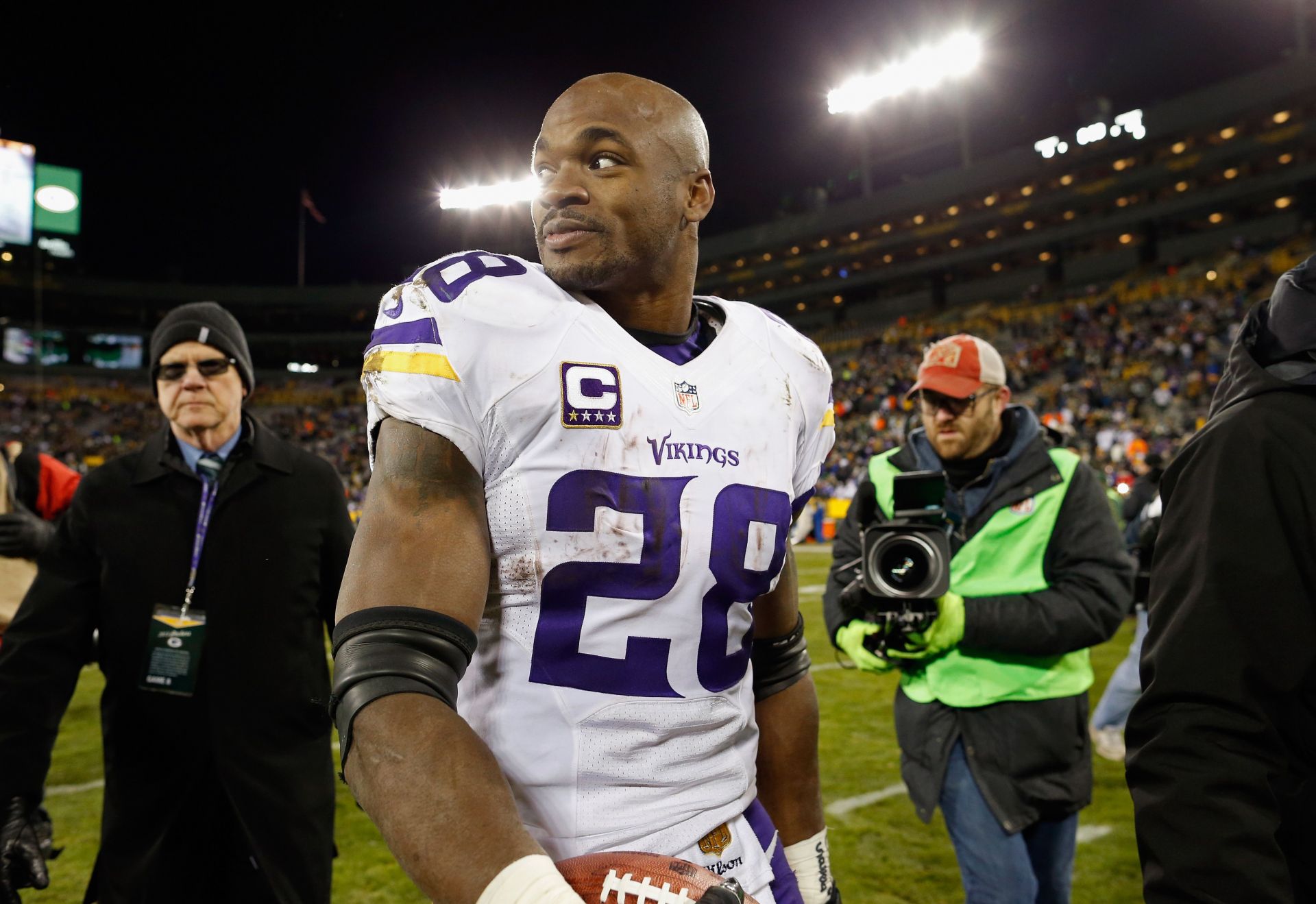 Adrian Peterson Number 28 Celebrates In The End Zone In A Football Game In  Raider Stadium, Oakland, California. Stock Photo, Picture and Royalty Free  Image. Image 49415758.