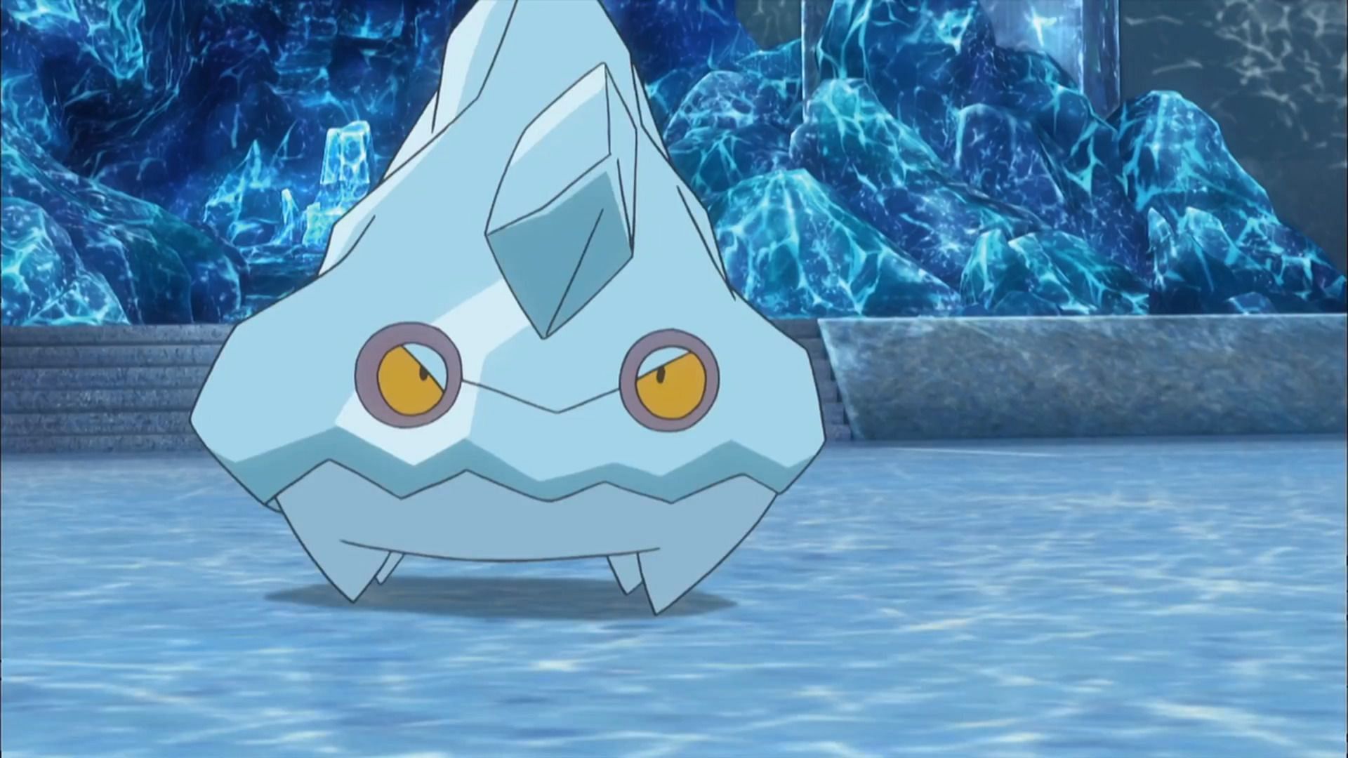 Bergmite as it appears in the anime (Image via The Pokemon Company)
