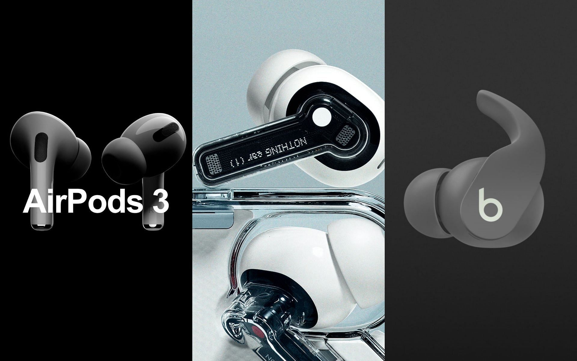 Some of the best TWS earbuds in 2022 (Images via Apple, Nothing, Beats)