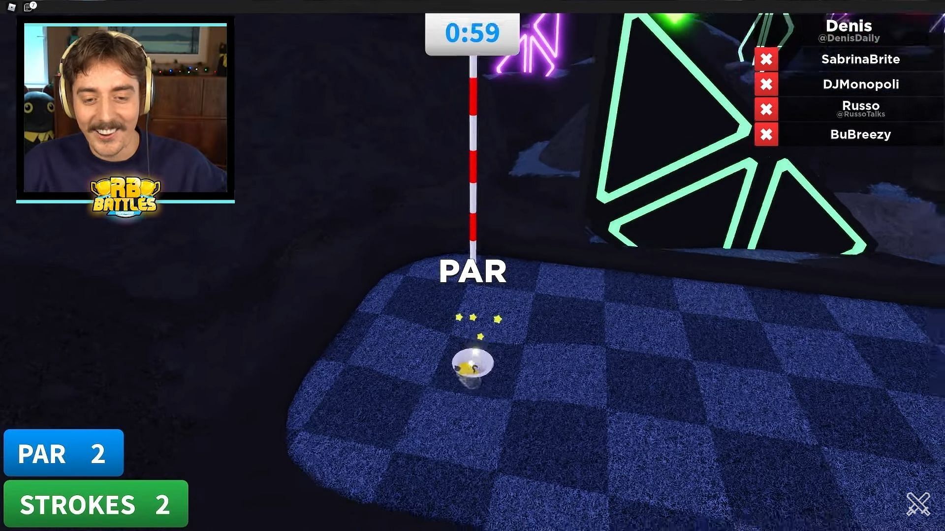 Dennis scoring a birdie (Image via Roblox Battles YouTube)