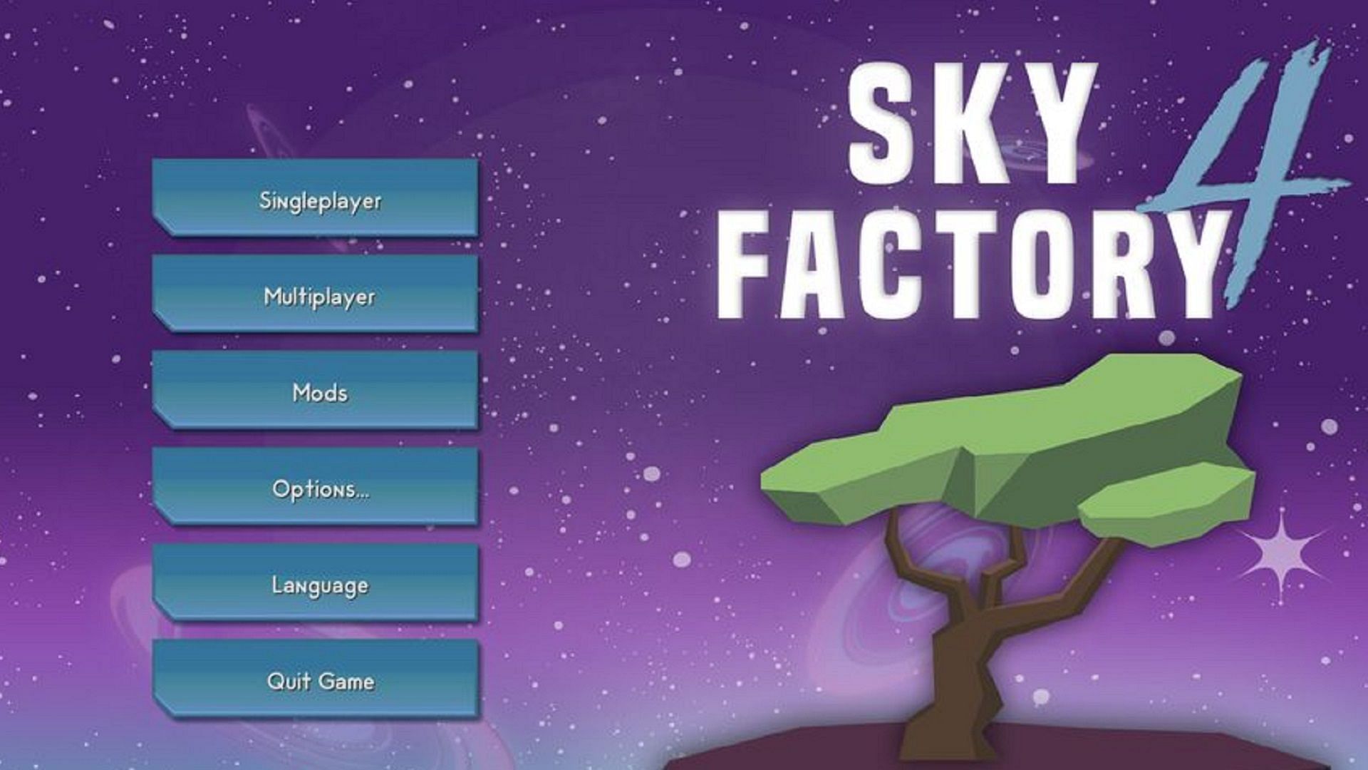 The Minecraft main menu replaced by that of SkyFactory 4 (Image via darkosto/CurseForge)