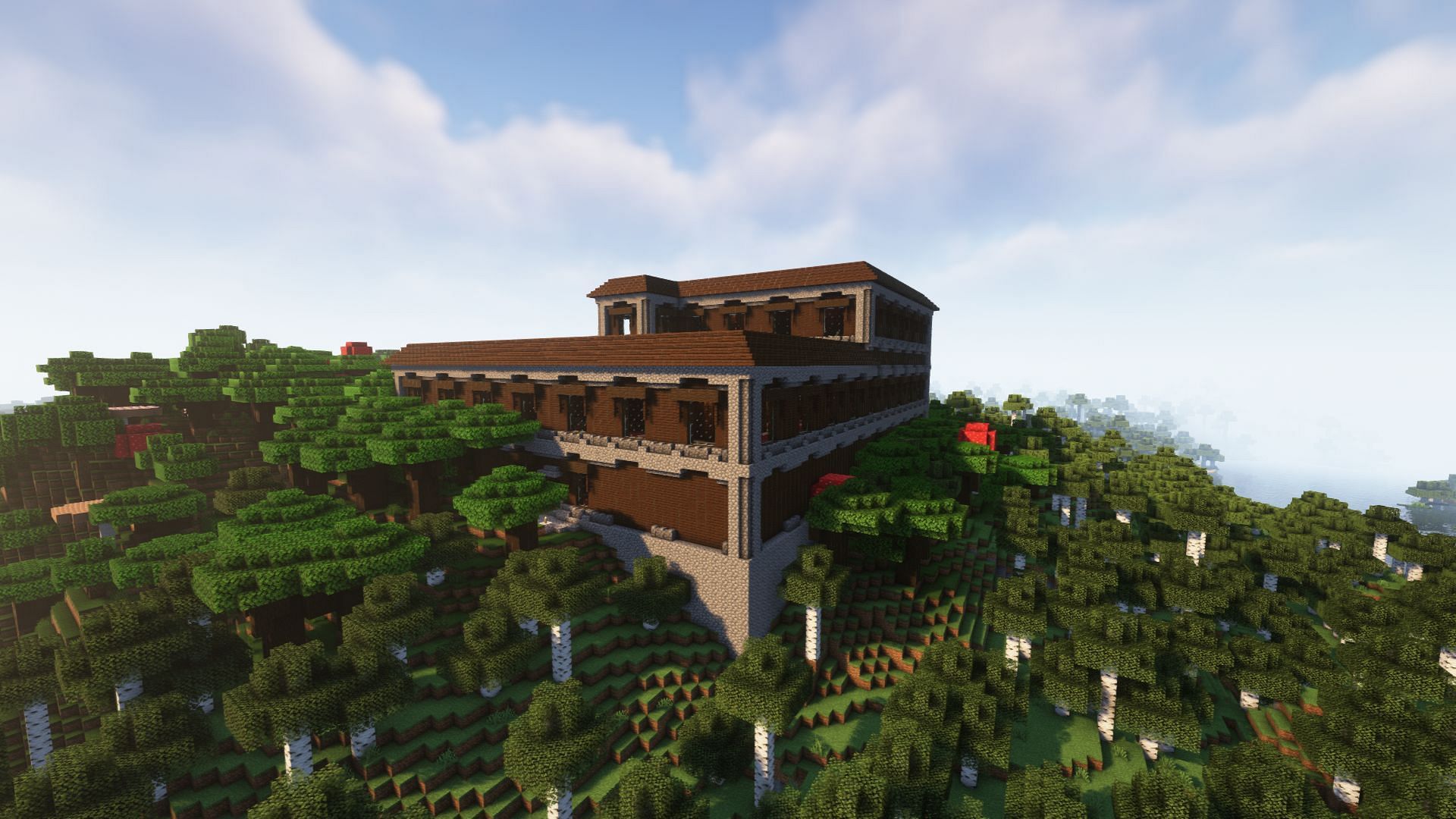 A woodland mansion in a dark forest biome (Image via Mojang)
