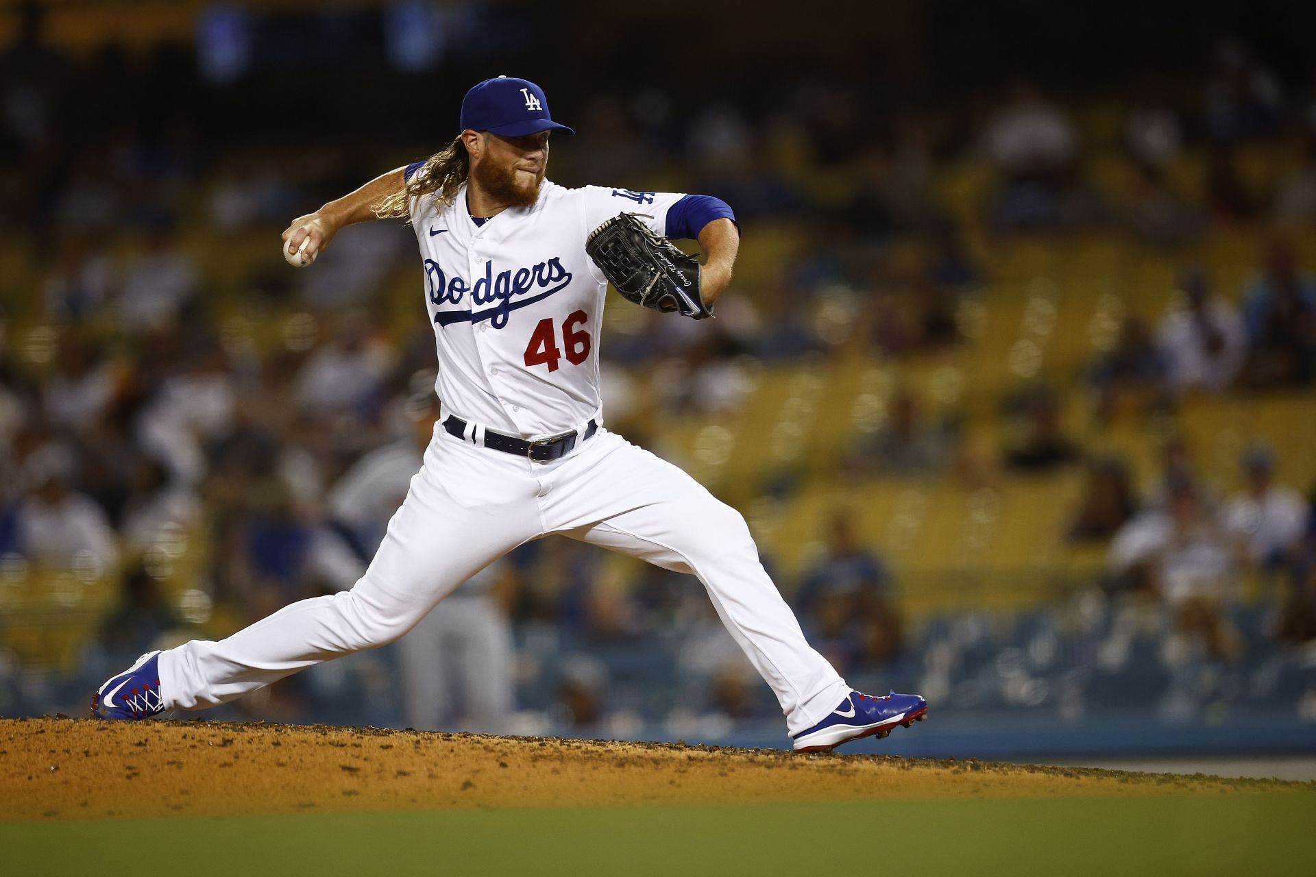 Craig Kimbrel throws against the Minnesota Twins in the ninthinning at Dodger Stadium