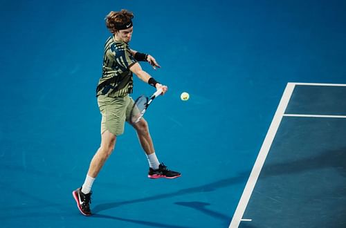 Rublev in action at the Diriyah Tennis Cup Riyadh 2022