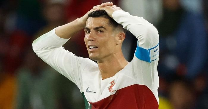 Cristiano Ronaldo spotted looking glum at Moscow airport as he
