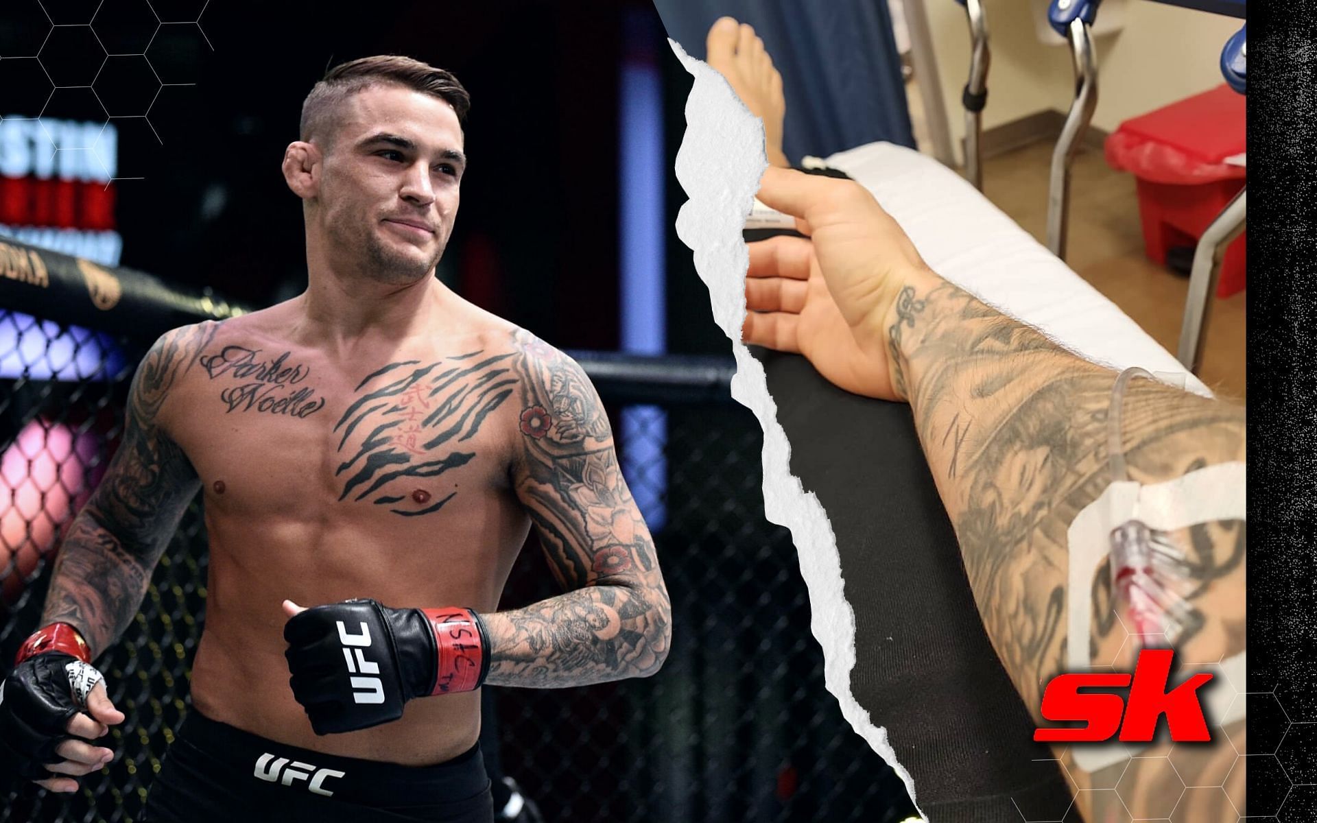 UFC lightweight Dustin Poirier hospitalized due to staph infection. [Image credits: @dustinpoirier on Instagram; Getty Images]