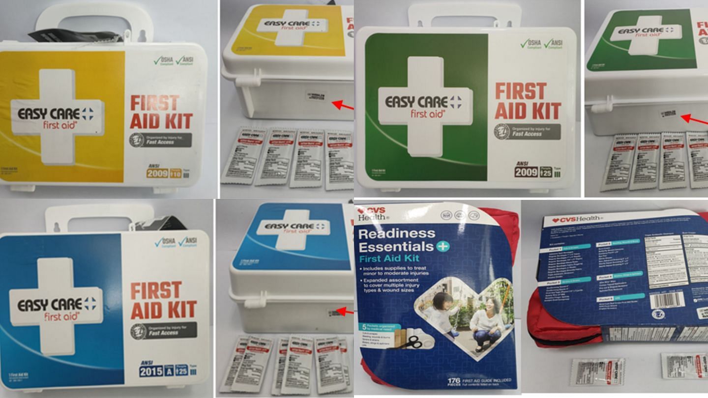 Recalled first aid kits with Easy Care After Burn cream (Image via FDA)