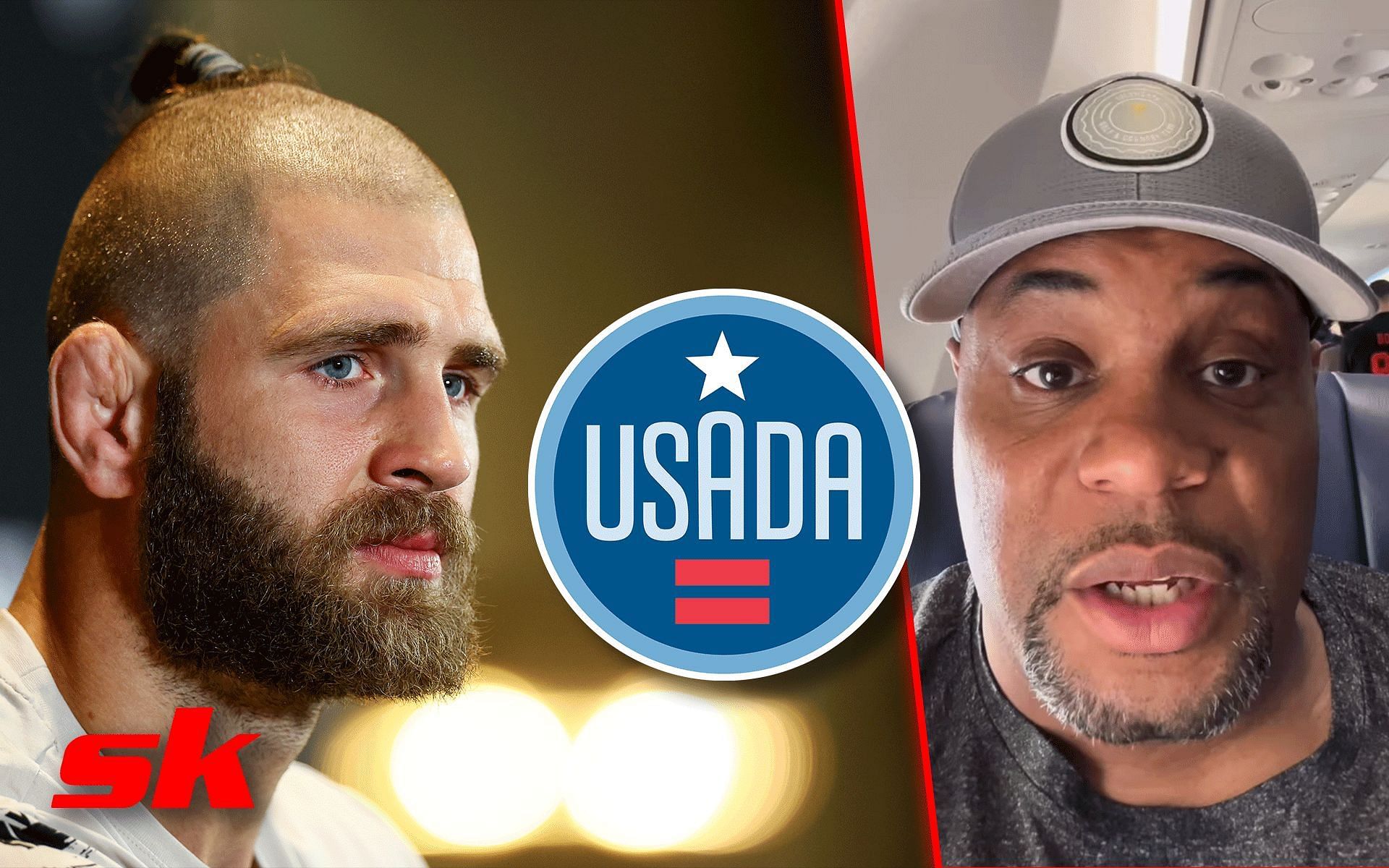 Jiri Prochazka (left),  USADA logo (centre) and Daniel Cormier (right) [Image courtesy: Getty Images, @dc_mma and @usantidoping on Instagram]