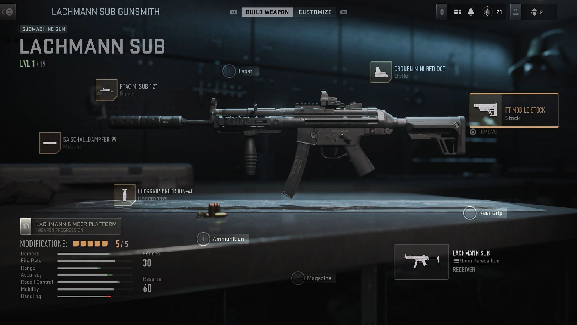 Lachmann Sub loadout in MW2 (Image via Activision)