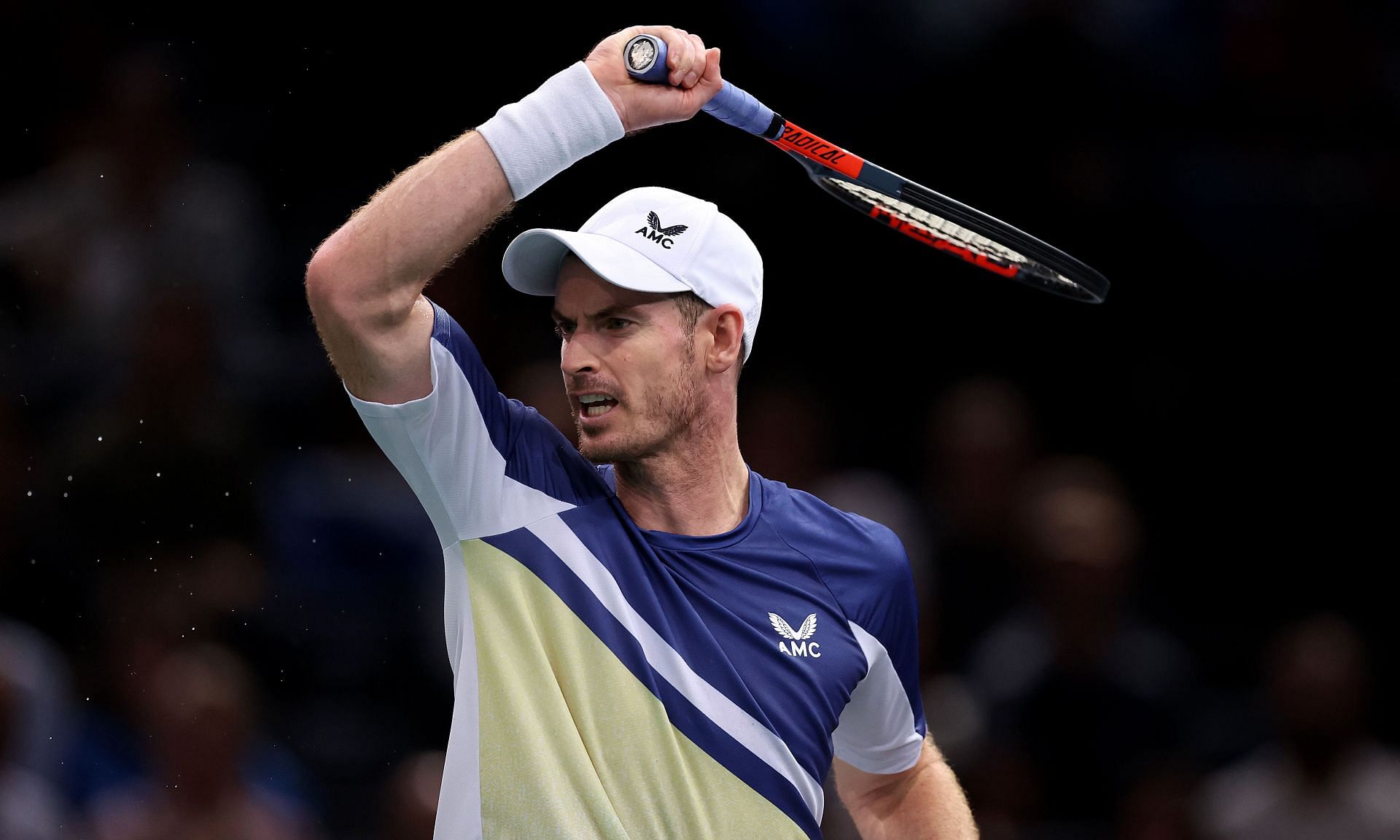 Andy Murray in action at the 2022 Rolex Paris Masters.