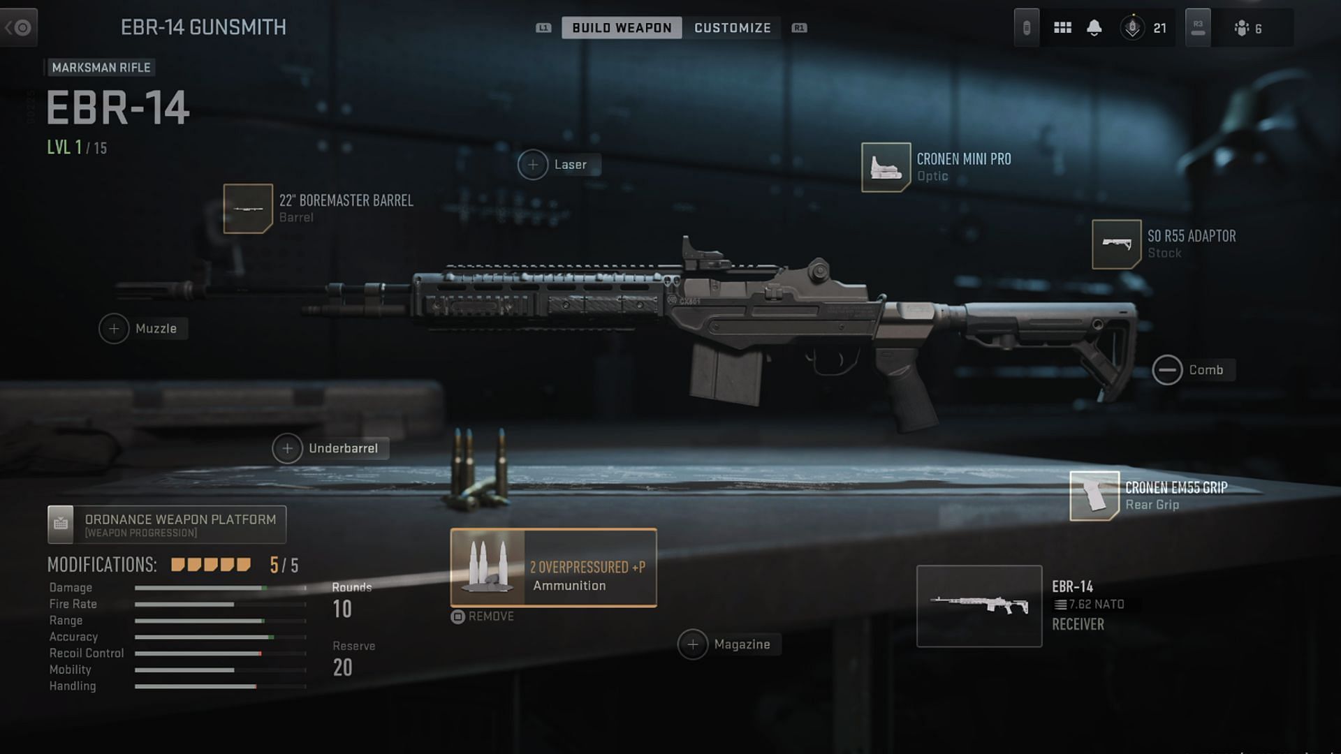 EBR 14 loadout in MW2 (Image via Activision)