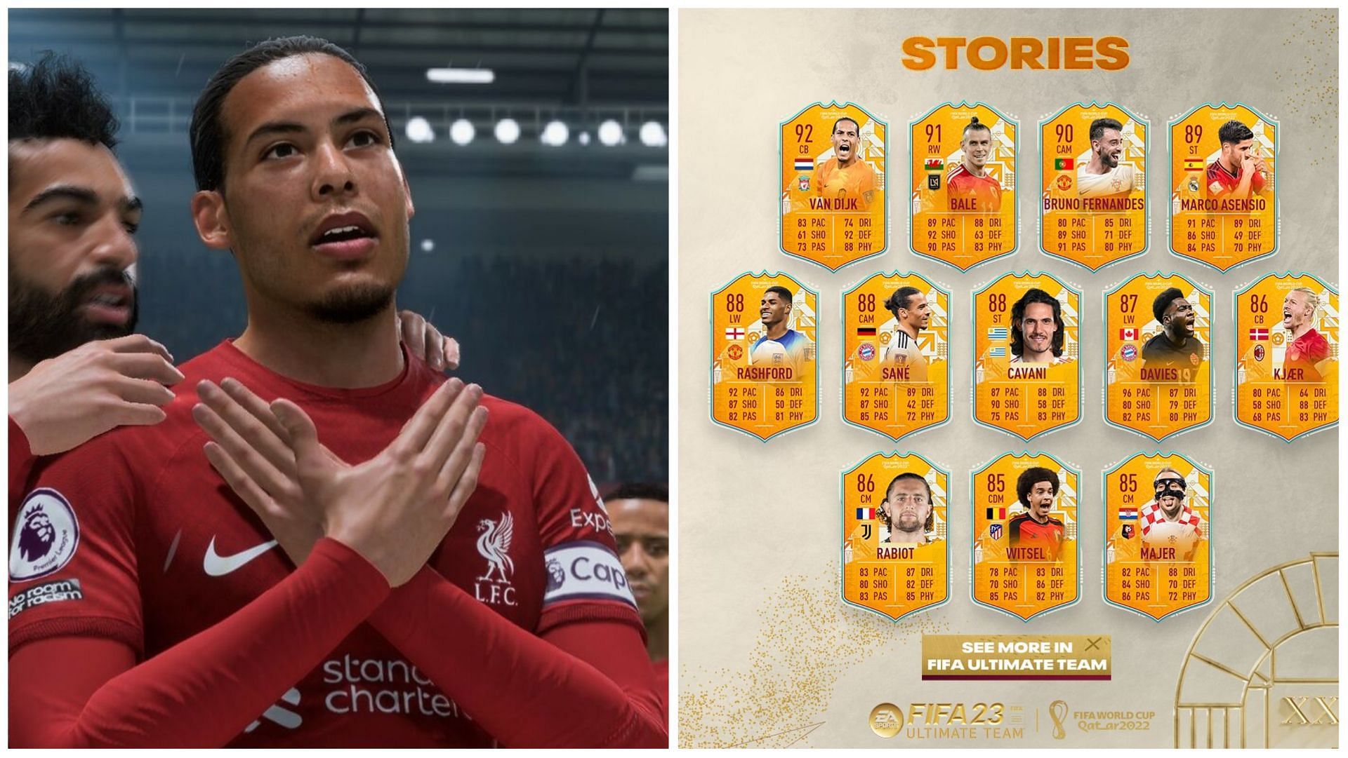These are the best World Cup Stories cards in FIFA 23 (Images via EA Sports)
