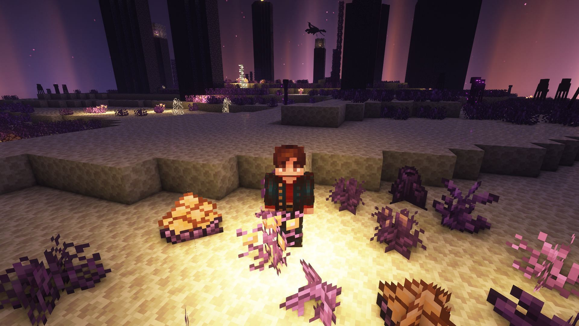 Different types of plants in the End dimension (Image via Mojang)