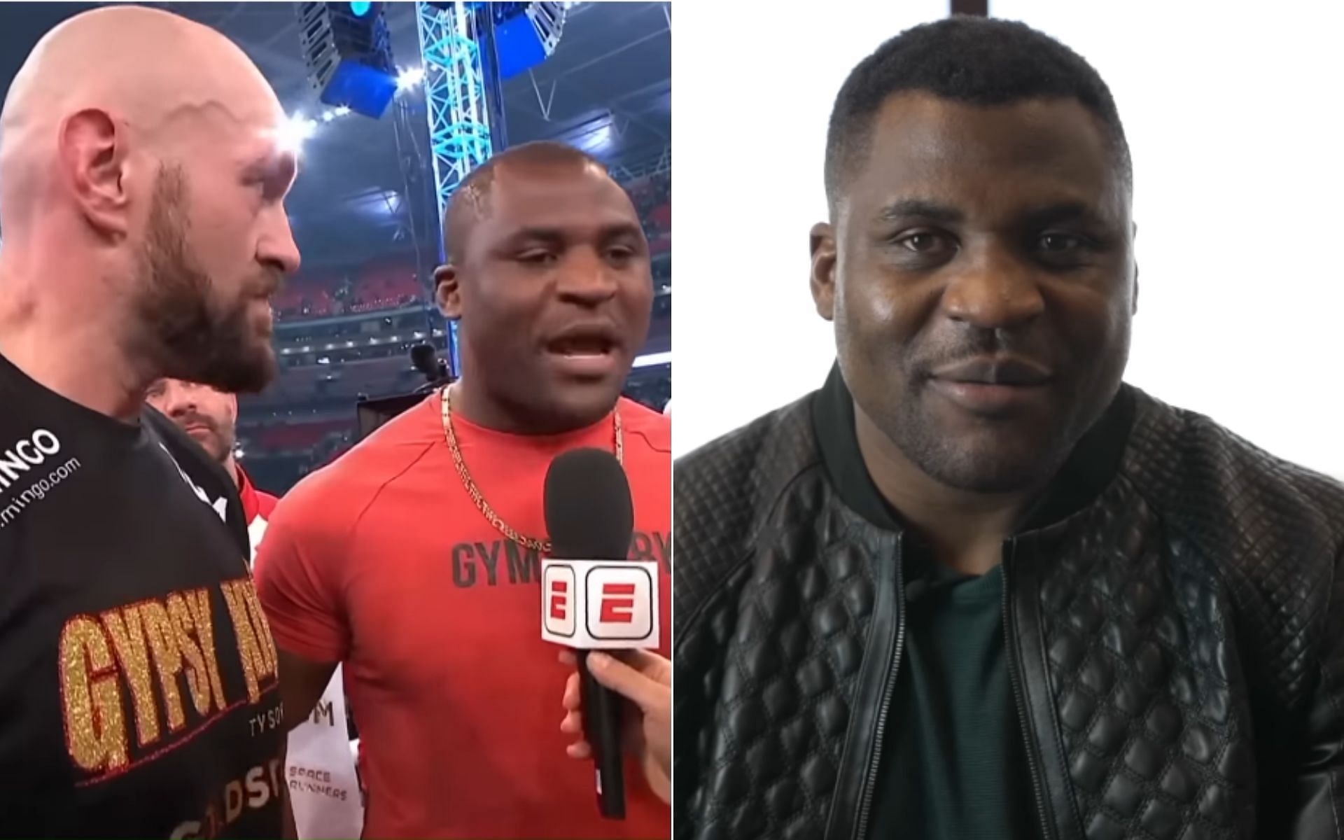 (L) Fury v Whyte, and Francis Ngannou (R) {Photo credit: Francis Ngannou - YouTube}