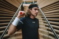 Tsitsipas during a photoshoot ahead of the Diriyah Tennis Cup Riyadh 2022