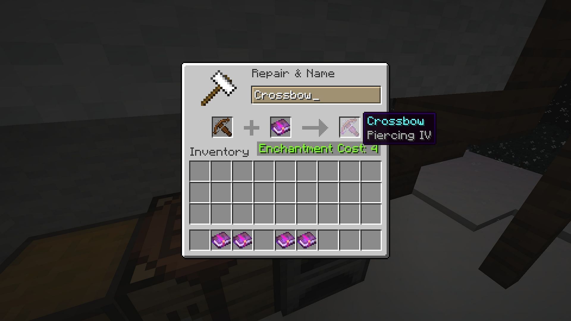 Piercing enchantment in Minecraft allow crossbows to pierce projectiles through multiple enemies (Image via Mojang)