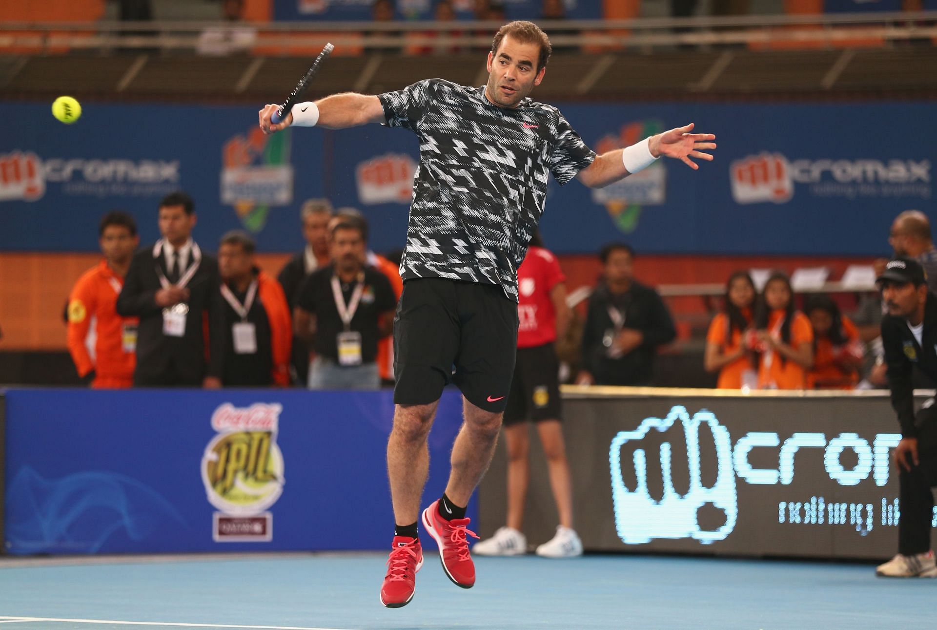 Pete Sampras in action at the 2014 International Tennis Premier League