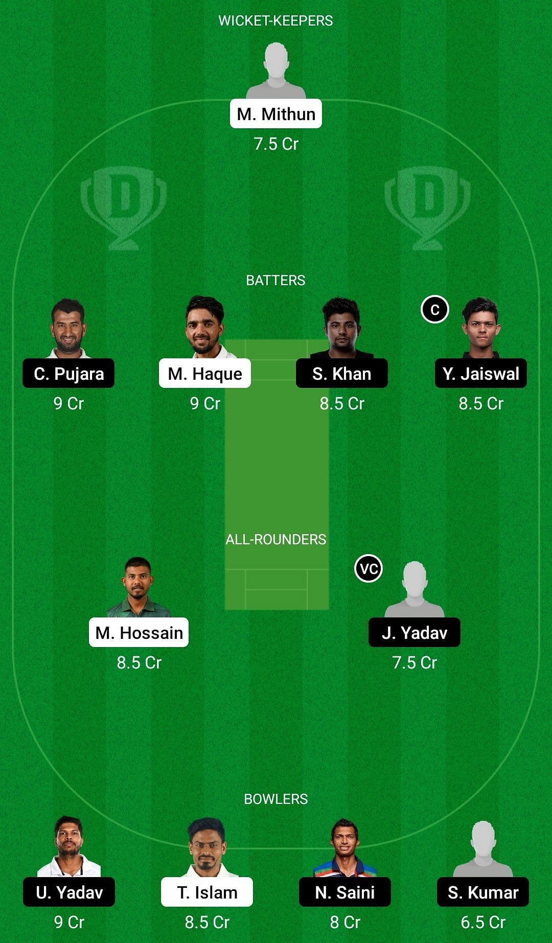 Dream11 Team Suggestion #1 for Bangladesh A vs India A - 2nd Unofficial Test