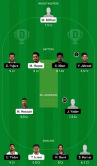 Dream11 Team Suggestion #1 for Bangladesh A vs India A - 2nd Unofficial Test