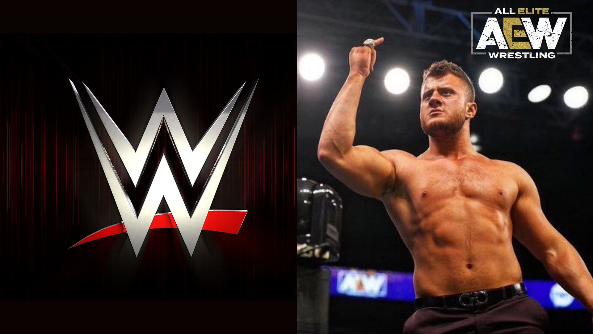 WWE logo (left), Maxwell Jacob Friedman (right)