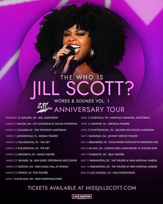 Jill Scott Tour 2023 Rescheduled dates, tickets, venues and more